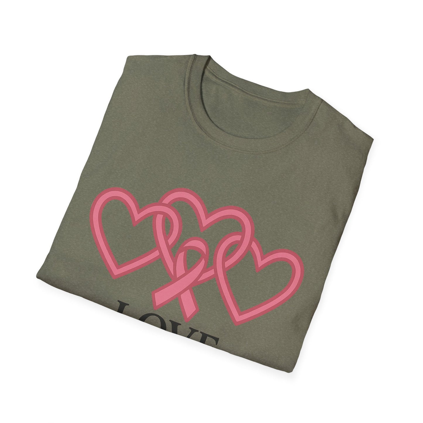 Love Support Cure Shirt | Breast Cancer Awareness Pink Ribbon Hearts Tee | Survivor Fighter Support Hope T-Shirt October Month