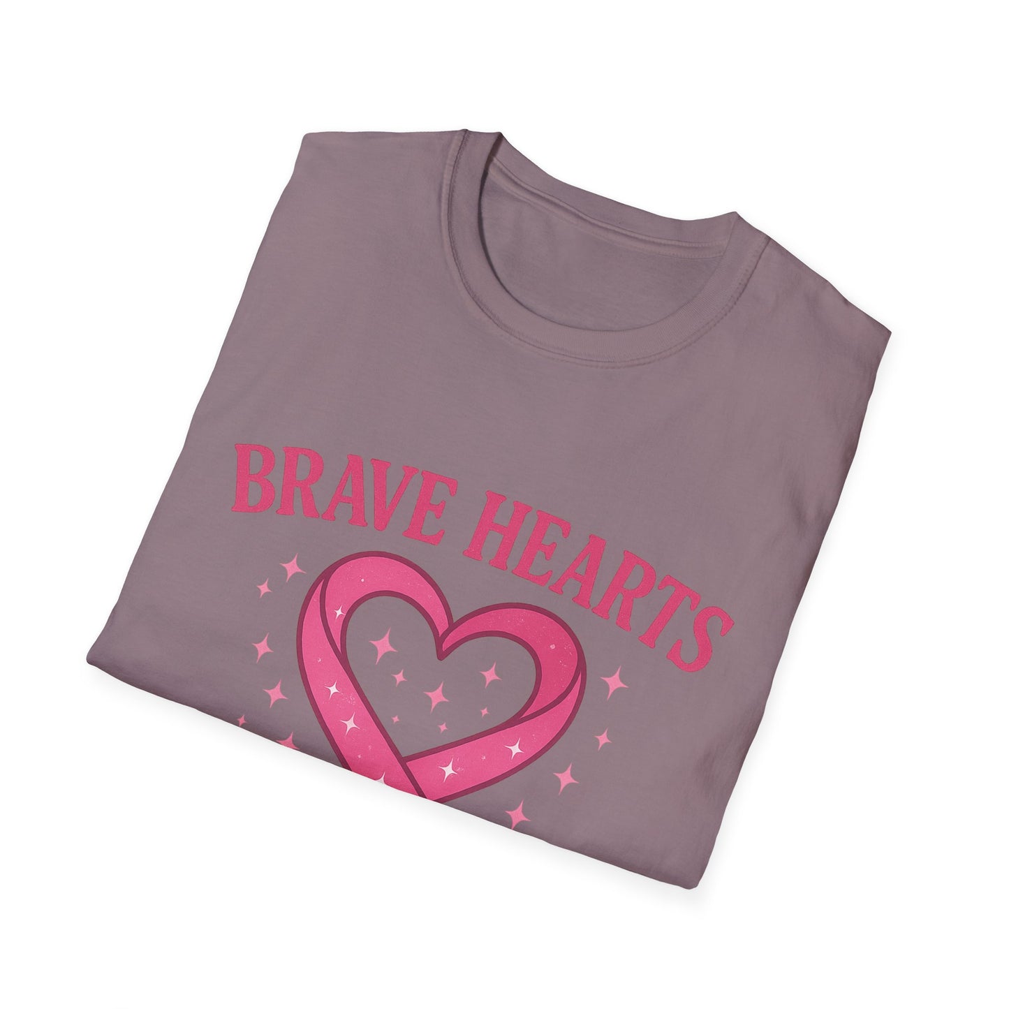 Brave Hearts Wear Pink Shirt | Breast Cancer Awareness Heart Ribbon Tee | Survivor Fighter Support Hope T-Shirt October Strong