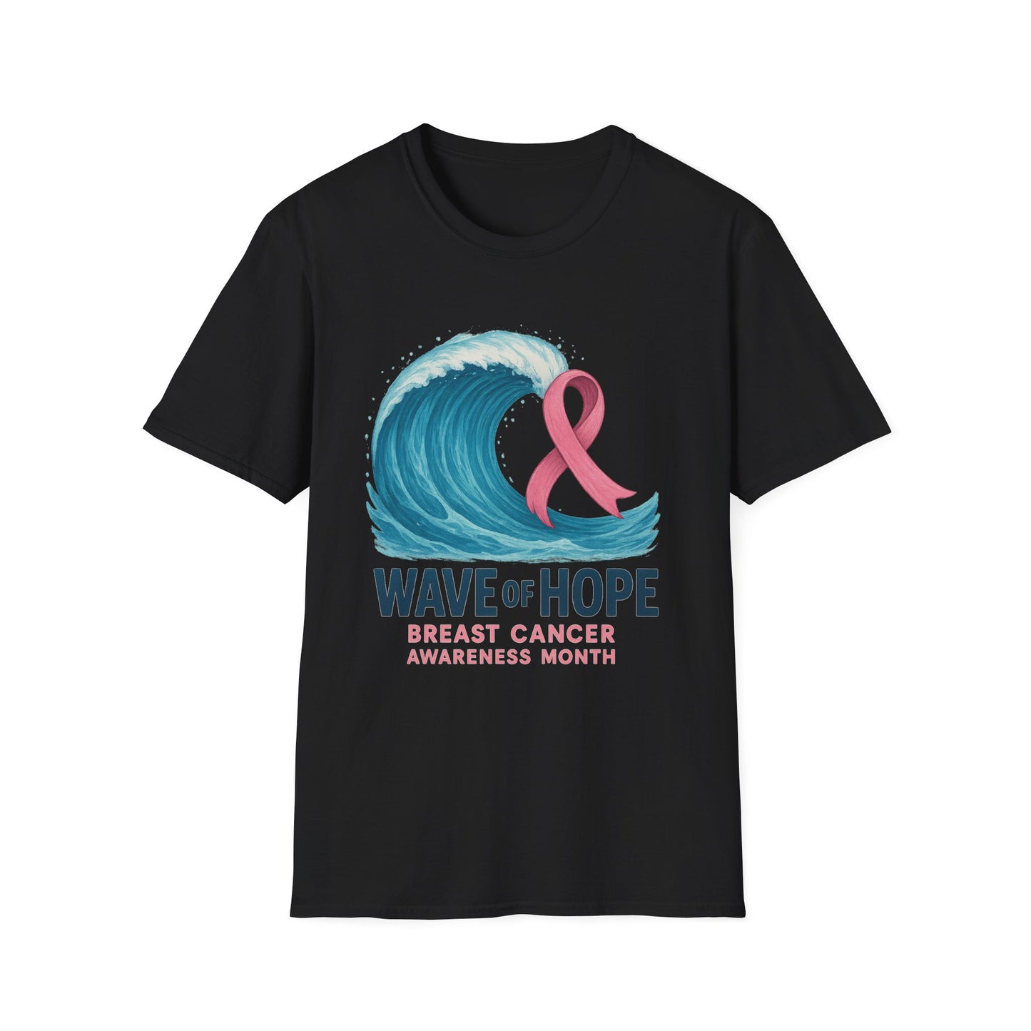 Wave of Hope Shirt | Breast Cancer Awareness Month Tee | Ocean Pink Ribbon Support Survivor Fighter T-Shirt October Strong