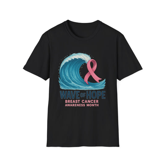 Wave of Hope Shirt | Breast Cancer Awareness Month Tee | Ocean Pink Ribbon Support Survivor Fighter T-Shirt October Strong