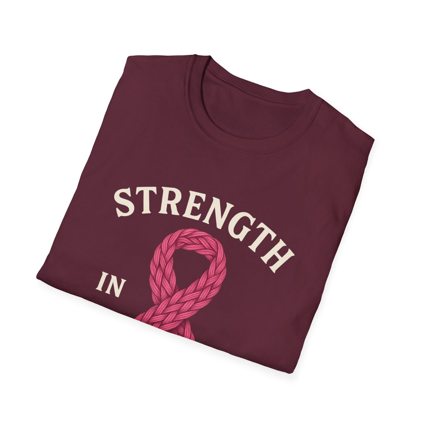 Strength in Every Stitch Shirt | Breast Cancer Awareness Pink Ribbon Tee | Knitting Crochet Support Survivor Fighter T-Shirt