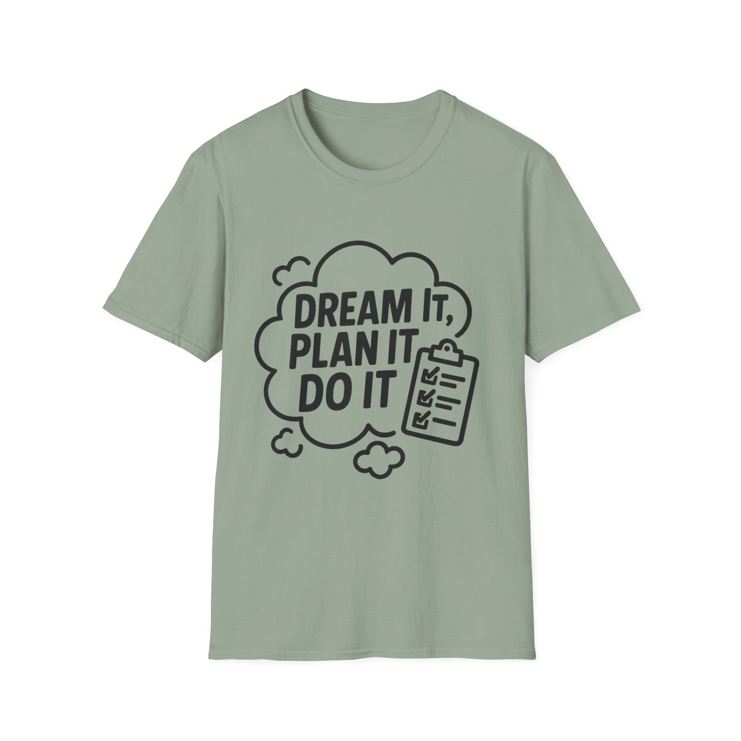 Dream It Plan It Do It T-Shirt – Inspirational Checklist Cloud Graphic Motivational Tee