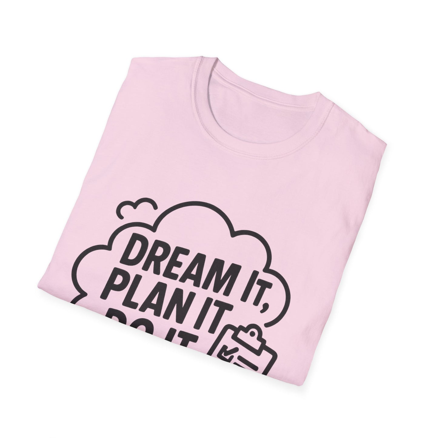Dream It Plan It Do It T-Shirt – Inspirational Checklist Cloud Graphic Motivational Tee