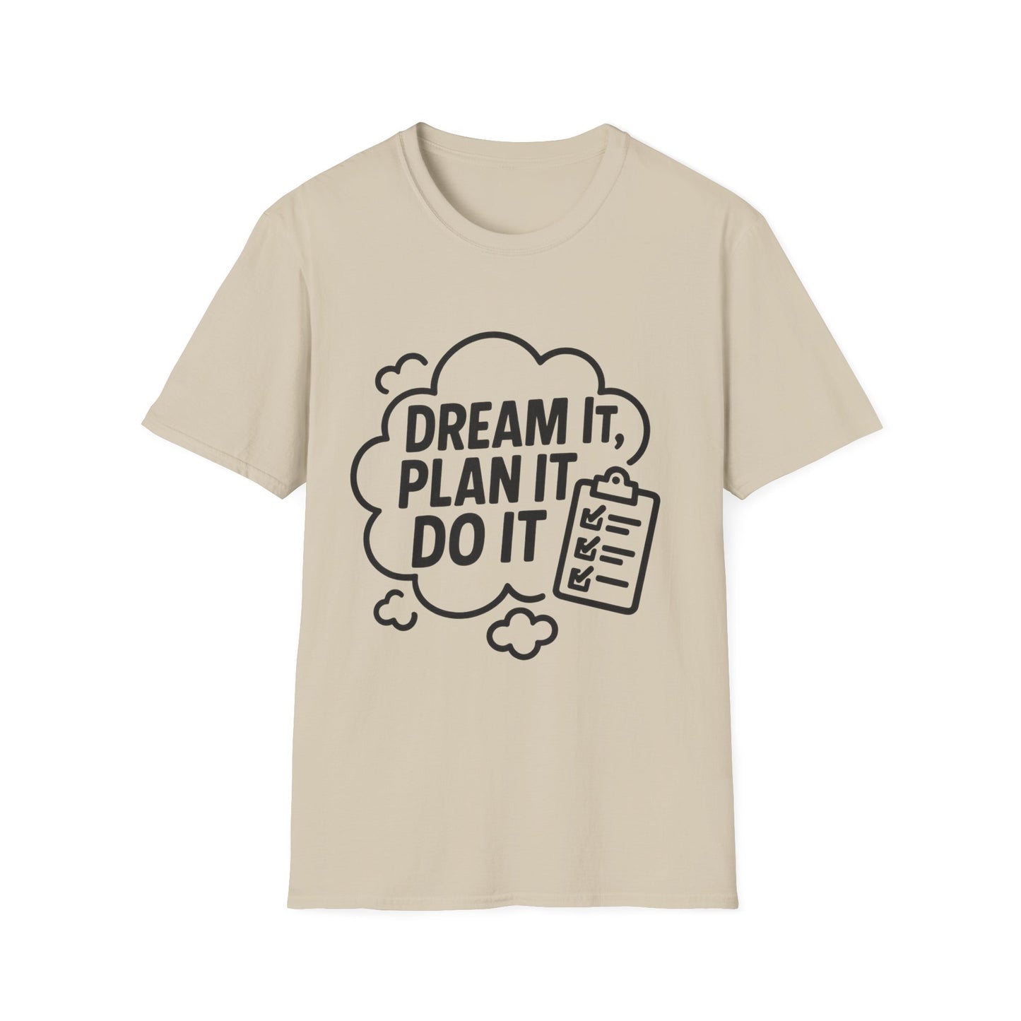 Dream It Plan It Do It T-Shirt – Inspirational Checklist Cloud Graphic Motivational Tee