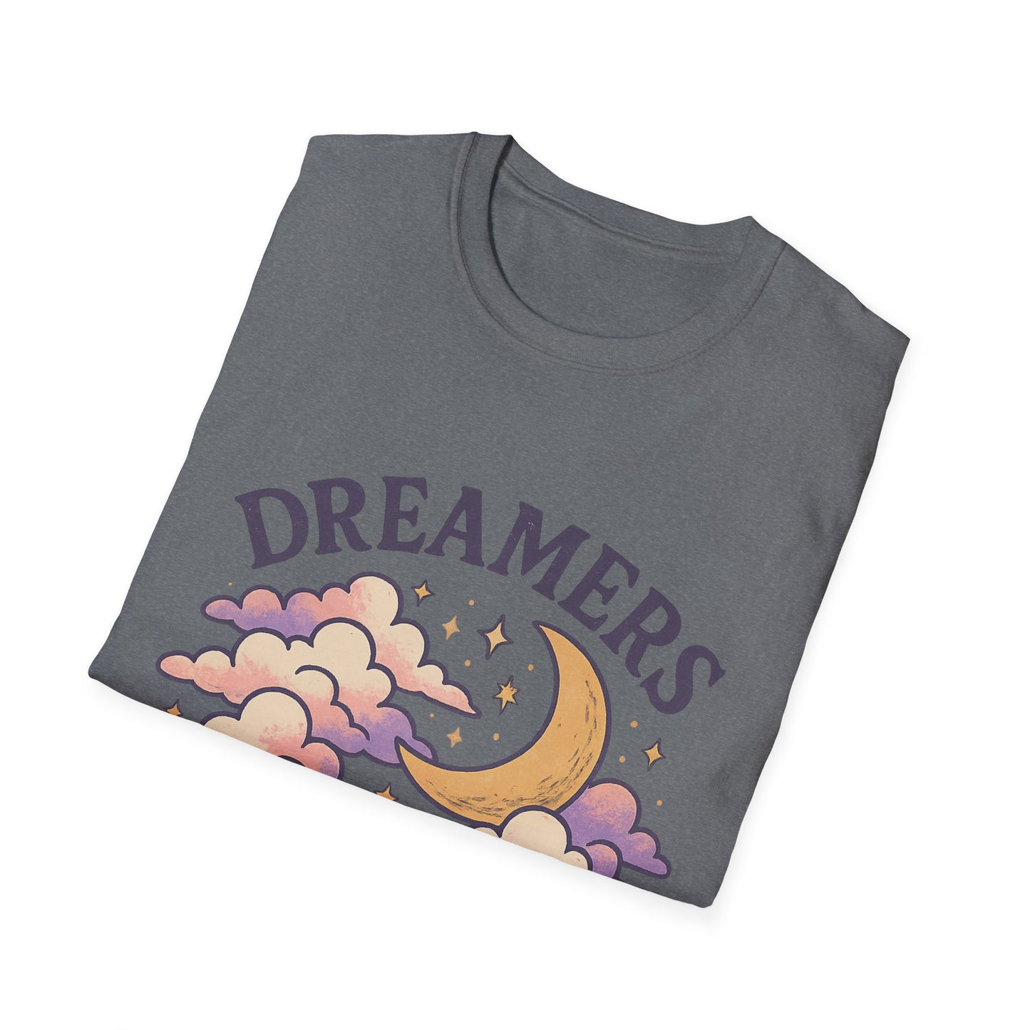 Dreamers Unite T-Shirt – Whimsical Moon & Clouds Inspirational Dreamer Tee