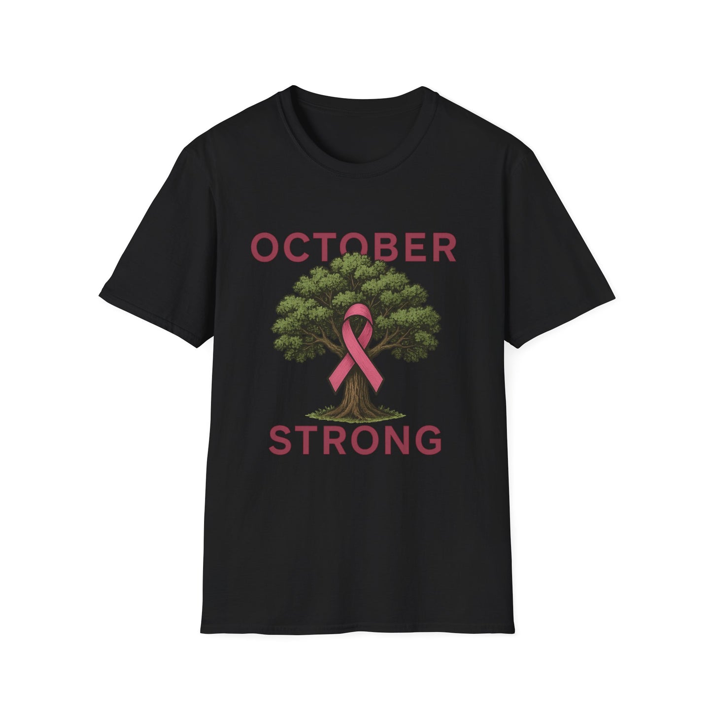 October Strong Shirt | Breast Cancer Awareness Pink Ribbon Tree Tee | Survivor Fighter Support T-Shirt Hope Strength Courage