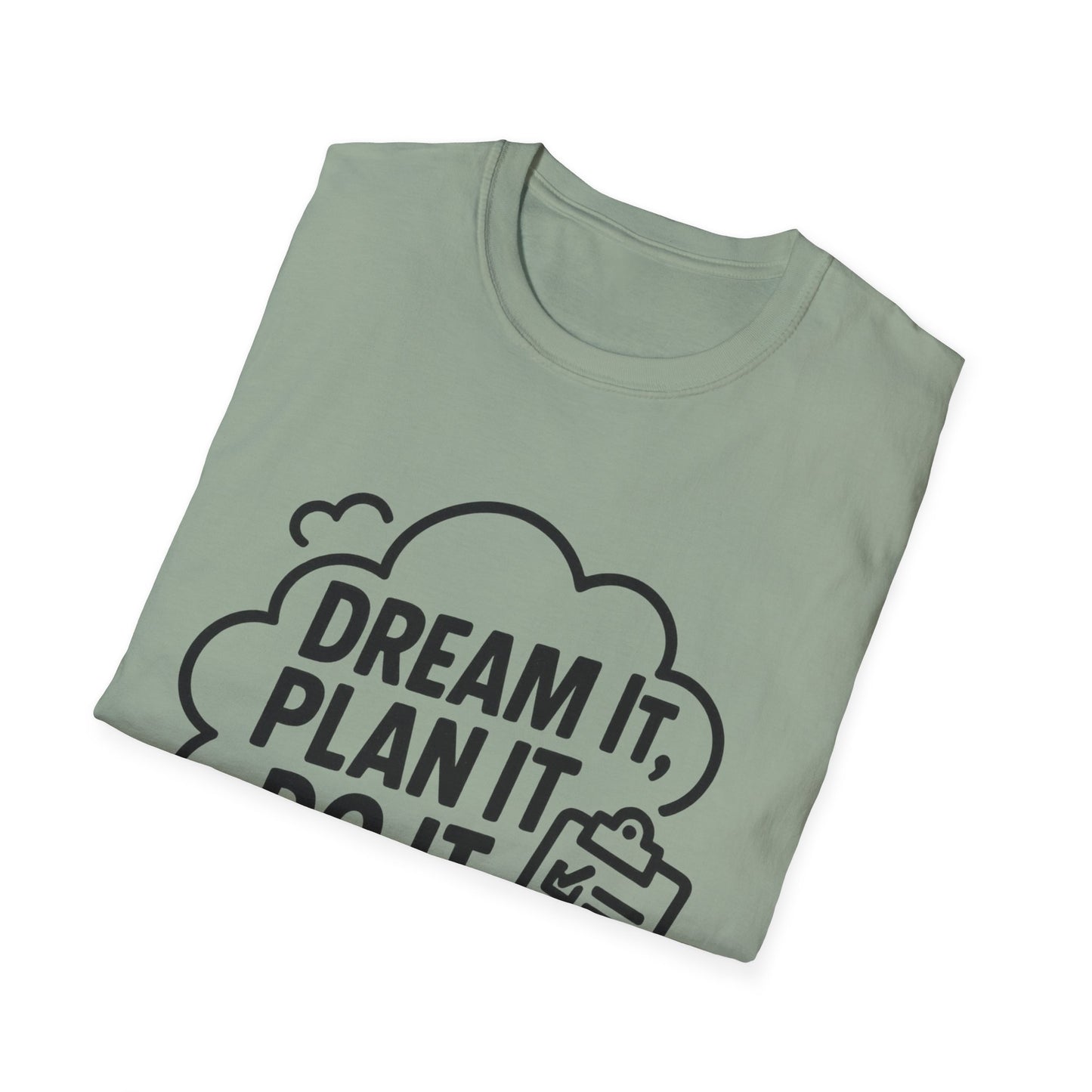 Dream It Plan It Do It T-Shirt – Inspirational Checklist Cloud Graphic Motivational Tee