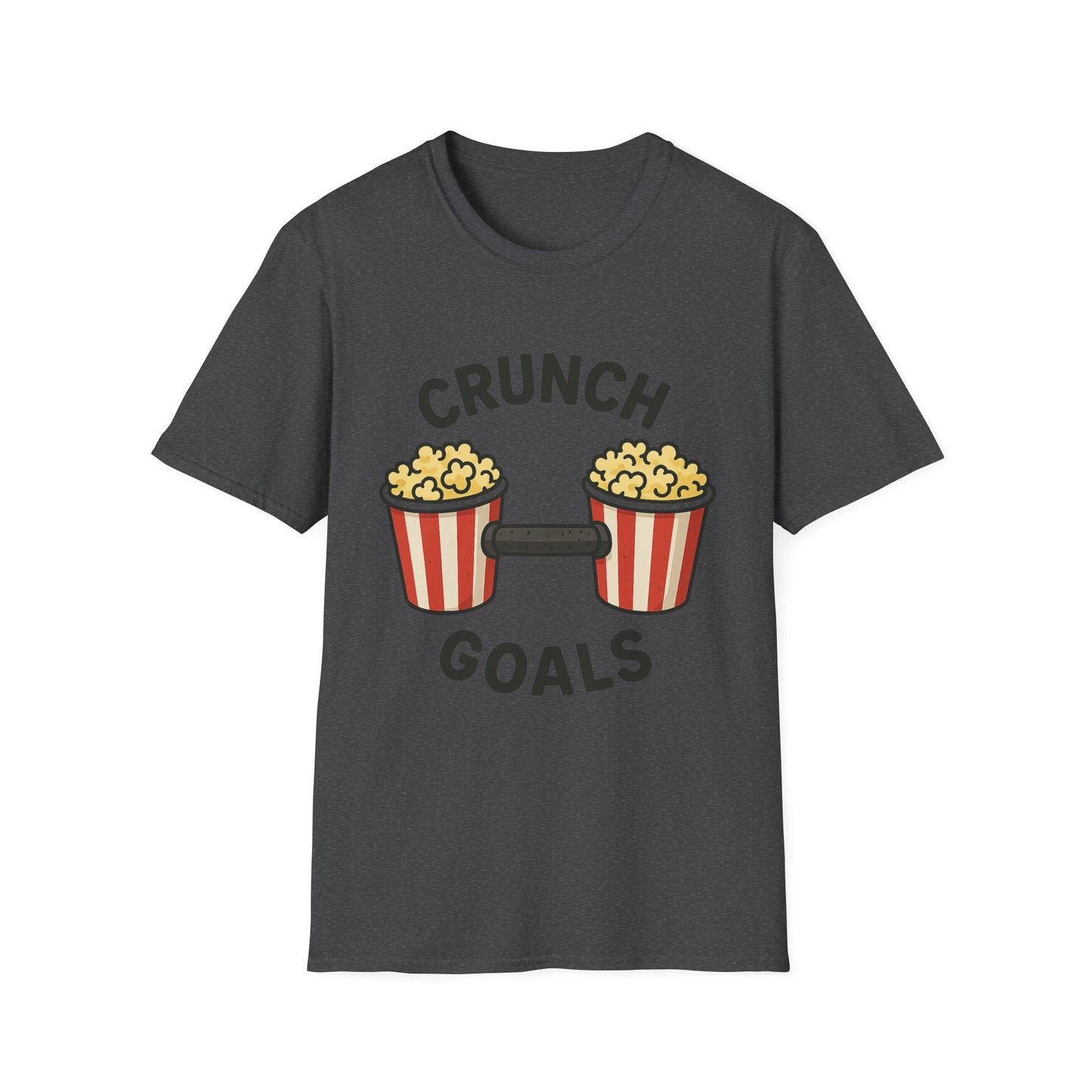 Crunch Goals Popcorn Shirt – Funny Fitness Pun Tee – Retro Popcorn Lover T-Shirt for Movie Nights & Snack Fans