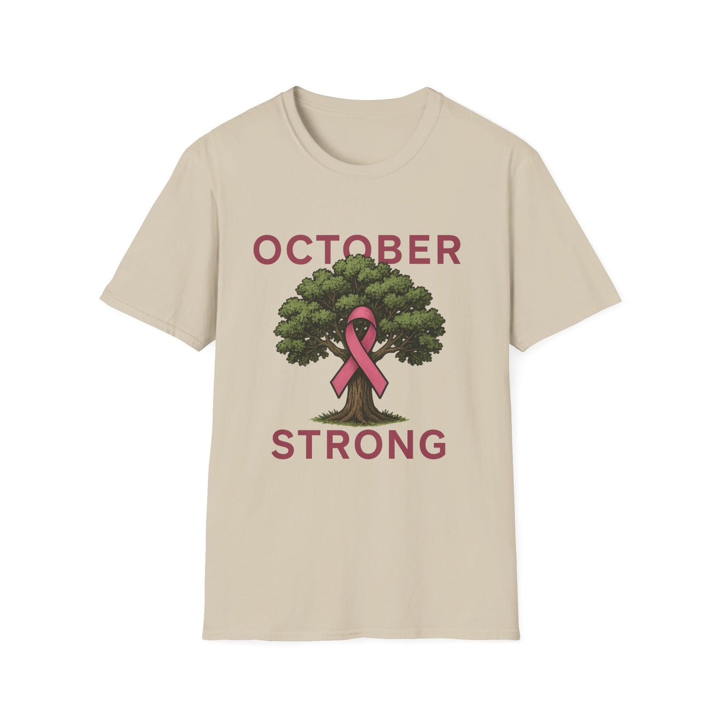 October Strong Shirt | Breast Cancer Awareness Pink Ribbon Tree Tee | Survivor Fighter Support T-Shirt Hope Strength Courage