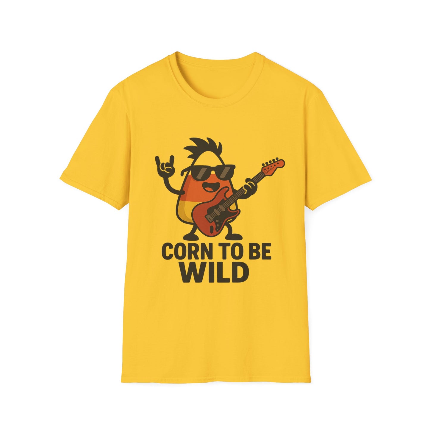 Corn to Be Wild Guitar Shirt – Rock n’ Roll Candy Corn Graphic Tee, Funny Halloween Band Top