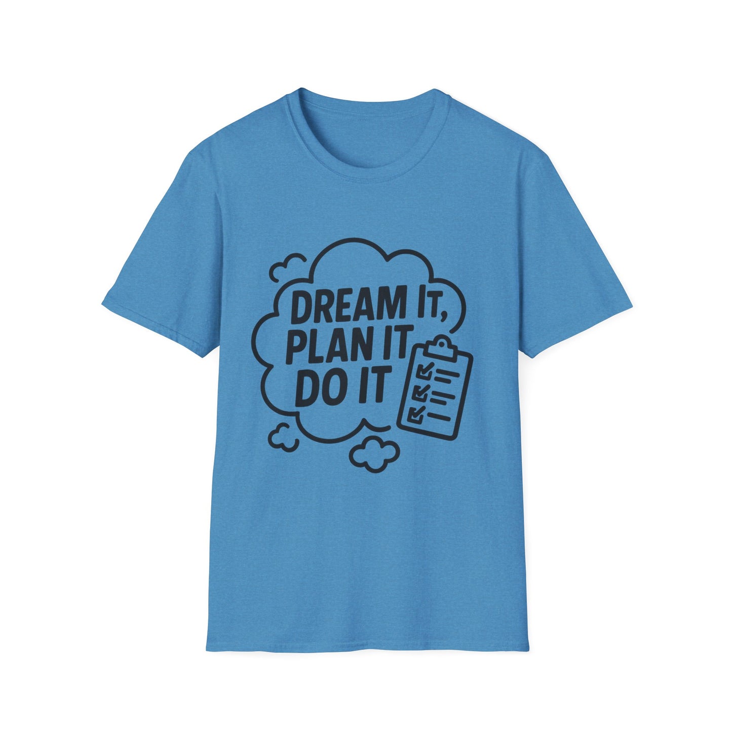 Dream It Plan It Do It T-Shirt – Inspirational Checklist Cloud Graphic Motivational Tee