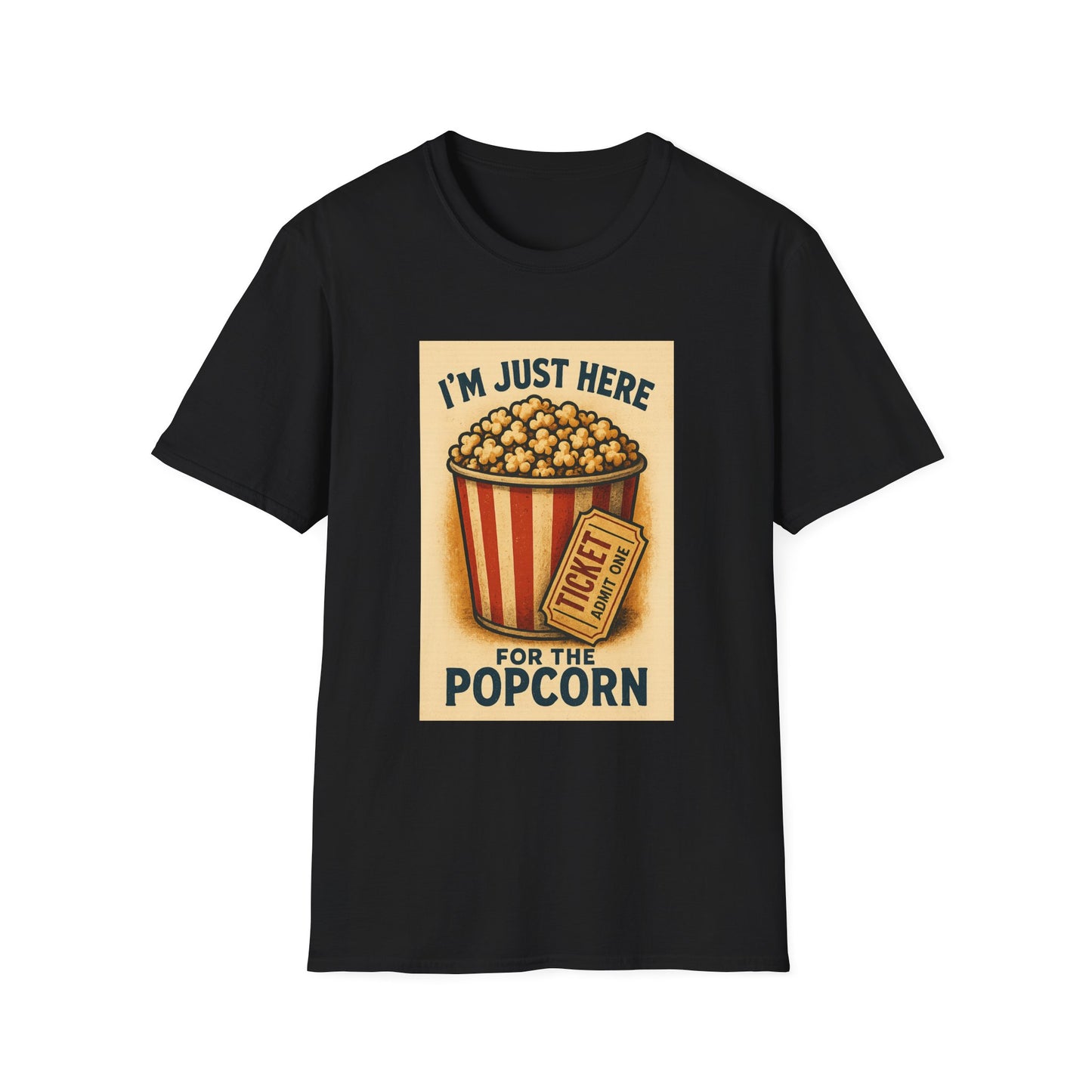 I’m Just Here for the Popcorn Shirt – Funny Movie Night Tee – Retro Popcorn Bucket T-Shirt for Theater & Film Fans
