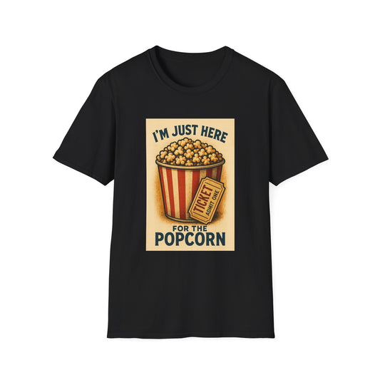 I’m Just Here for the Popcorn Shirt – Funny Movie Night Tee – Retro Popcorn Bucket T-Shirt for Theater & Film Fans