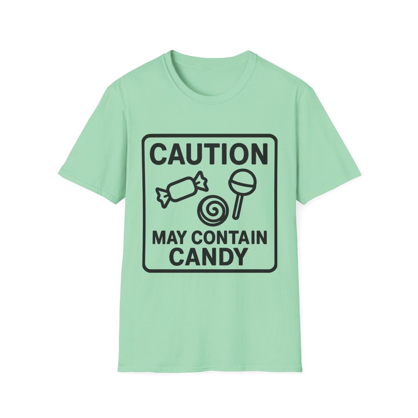 Caution May Contain Candy Shirt – Funny Trick or Treat Warning Tee