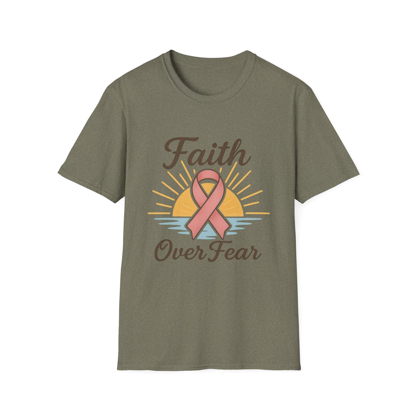 Faith Over Fear Shirt | Breast Cancer Awareness Pink Ribbon Tee | Inspirational Hope Support Survivor Fighter T-Shirt October