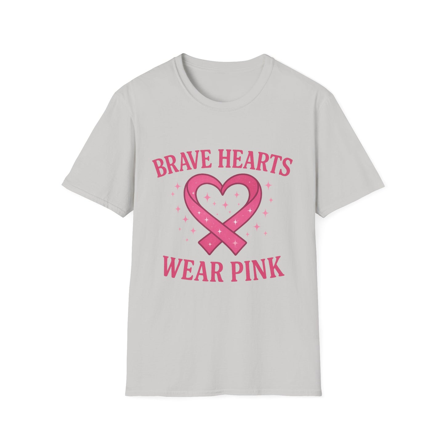 Brave Hearts Wear Pink Shirt | Breast Cancer Awareness Heart Ribbon Tee | Survivor Fighter Support Hope T-Shirt October Strong