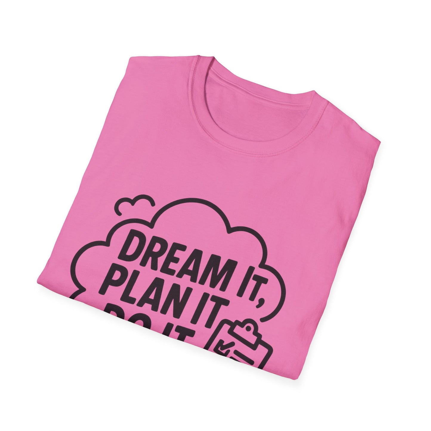 Dream It Plan It Do It T-Shirt – Inspirational Checklist Cloud Graphic Motivational Tee