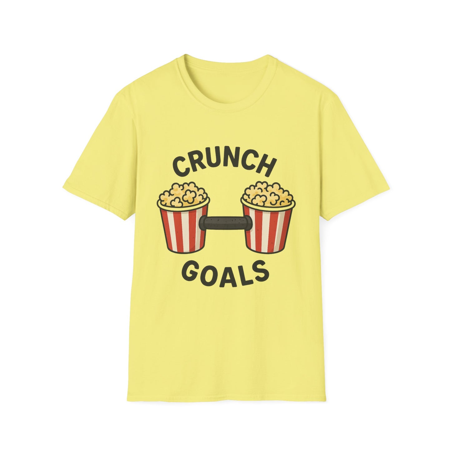 Crunch Goals Popcorn Shirt – Funny Fitness Pun Tee – Retro Popcorn Lover T-Shirt for Movie Nights & Snack Fans
