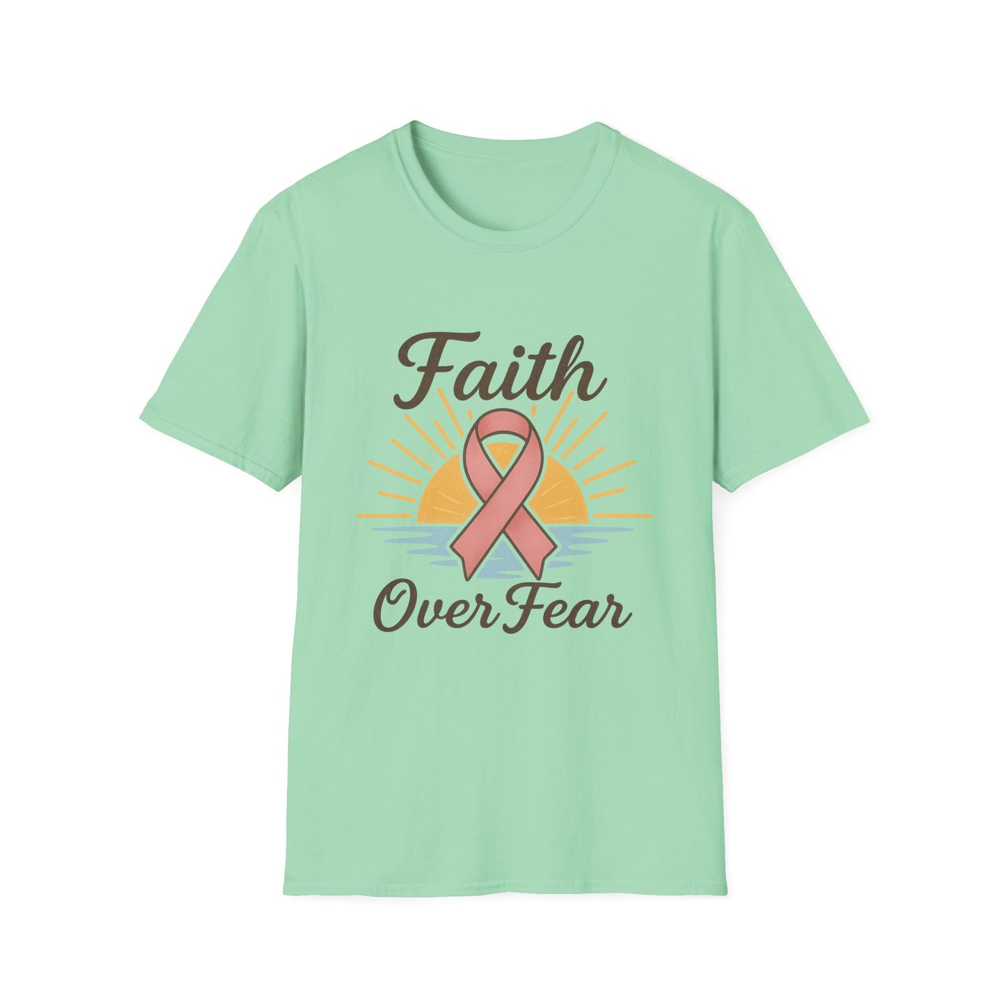 Faith Over Fear Shirt | Breast Cancer Awareness Pink Ribbon Tee | Inspirational Hope Support Survivor Fighter T-Shirt October