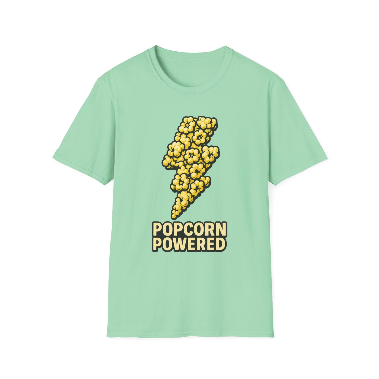 Popcorn Powered Shirt – Funny Movie Snack Tee – Retro Popcorn Lover T-Shirt for Cinema Nights & Foodie Fans
