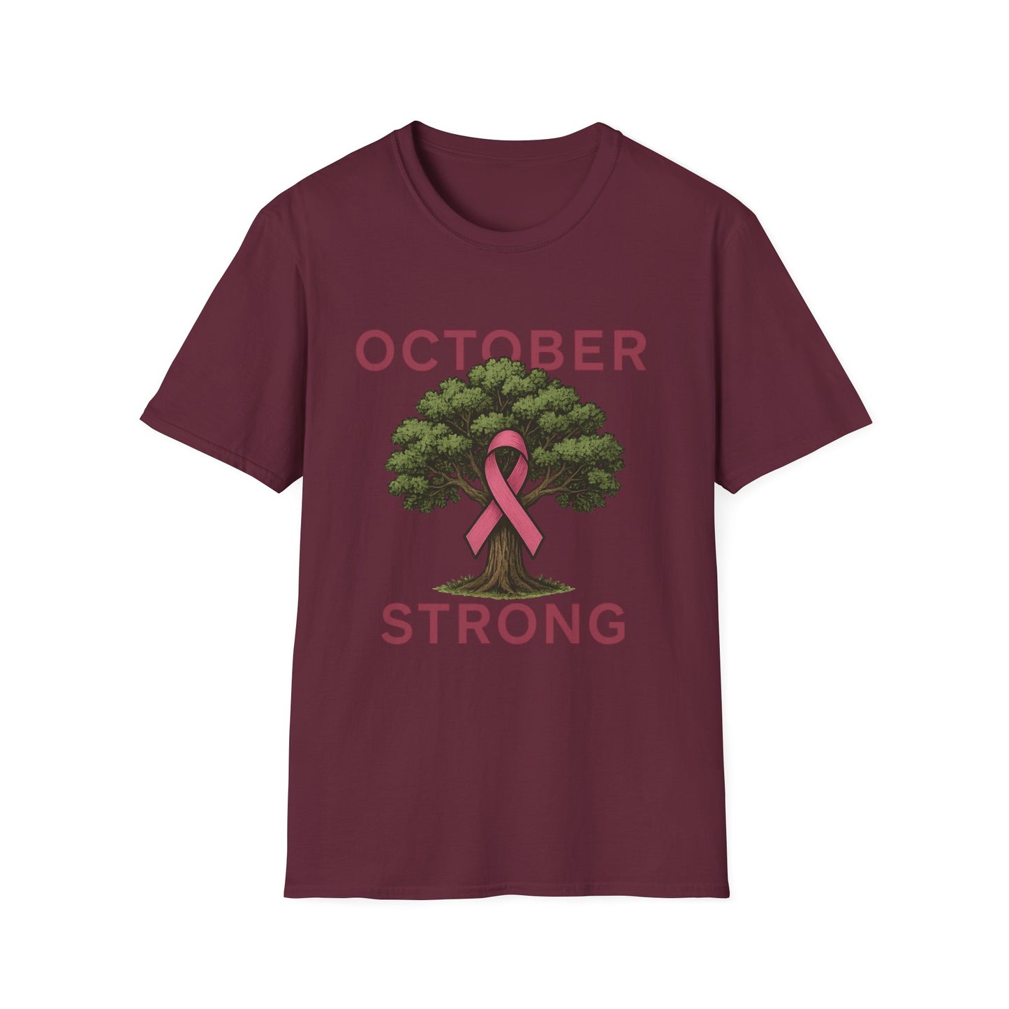 October Strong Shirt | Breast Cancer Awareness Pink Ribbon Tree Tee | Survivor Fighter Support T-Shirt Hope Strength Courage