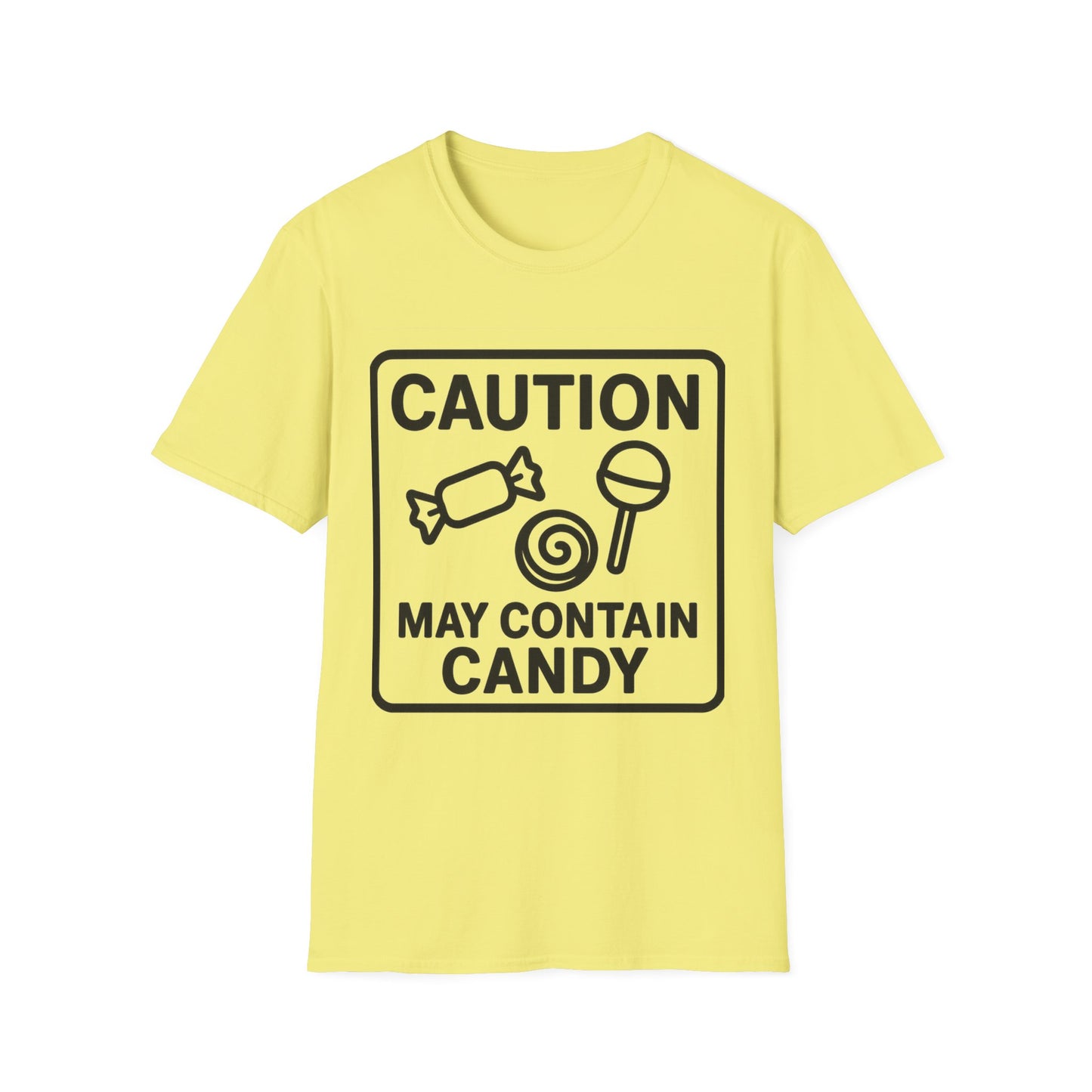 Caution May Contain Candy Shirt – Funny Trick or Treat Warning Tee