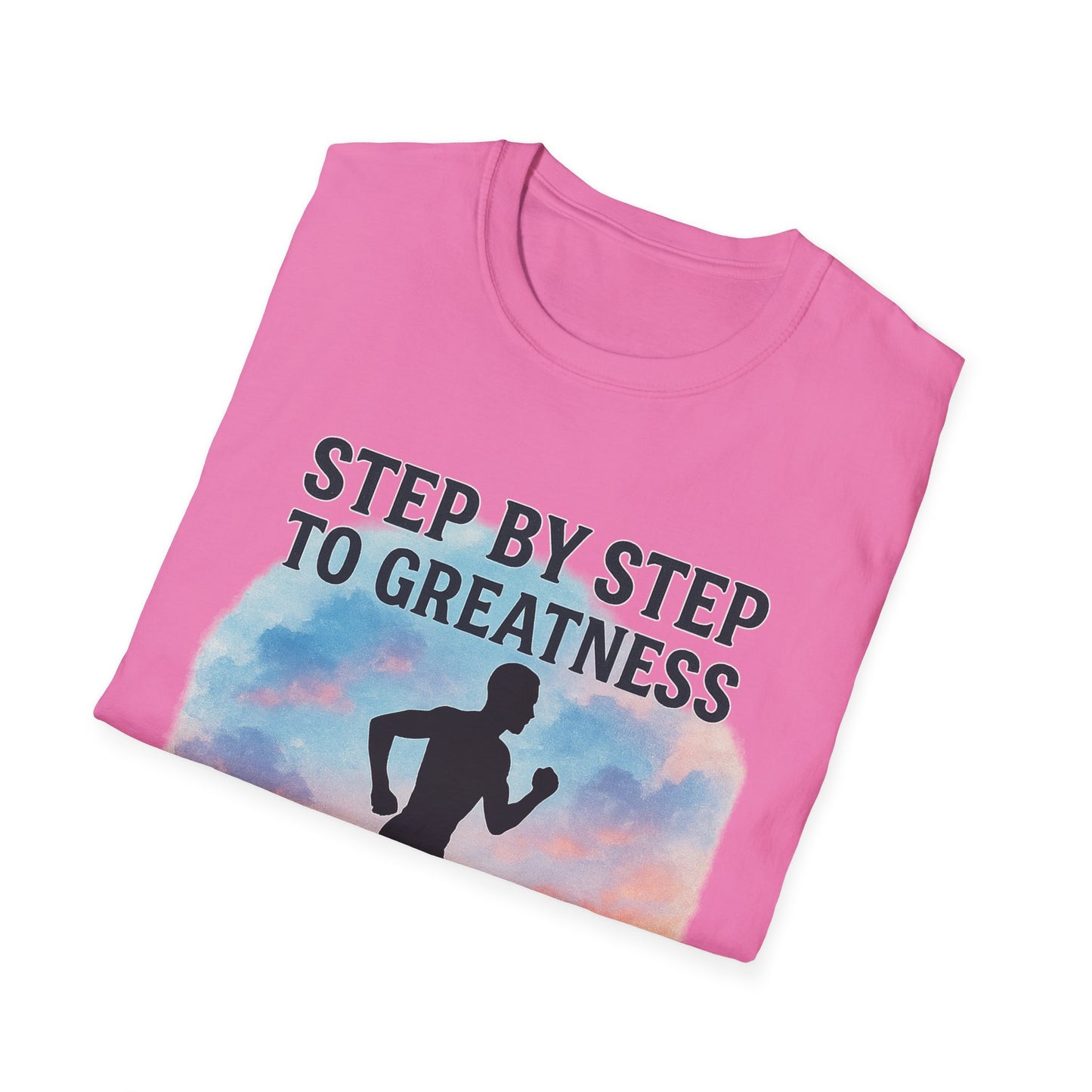 Step by Step to Greatness T-Shirt – Runner Silhouette Motivational Fitness Tee