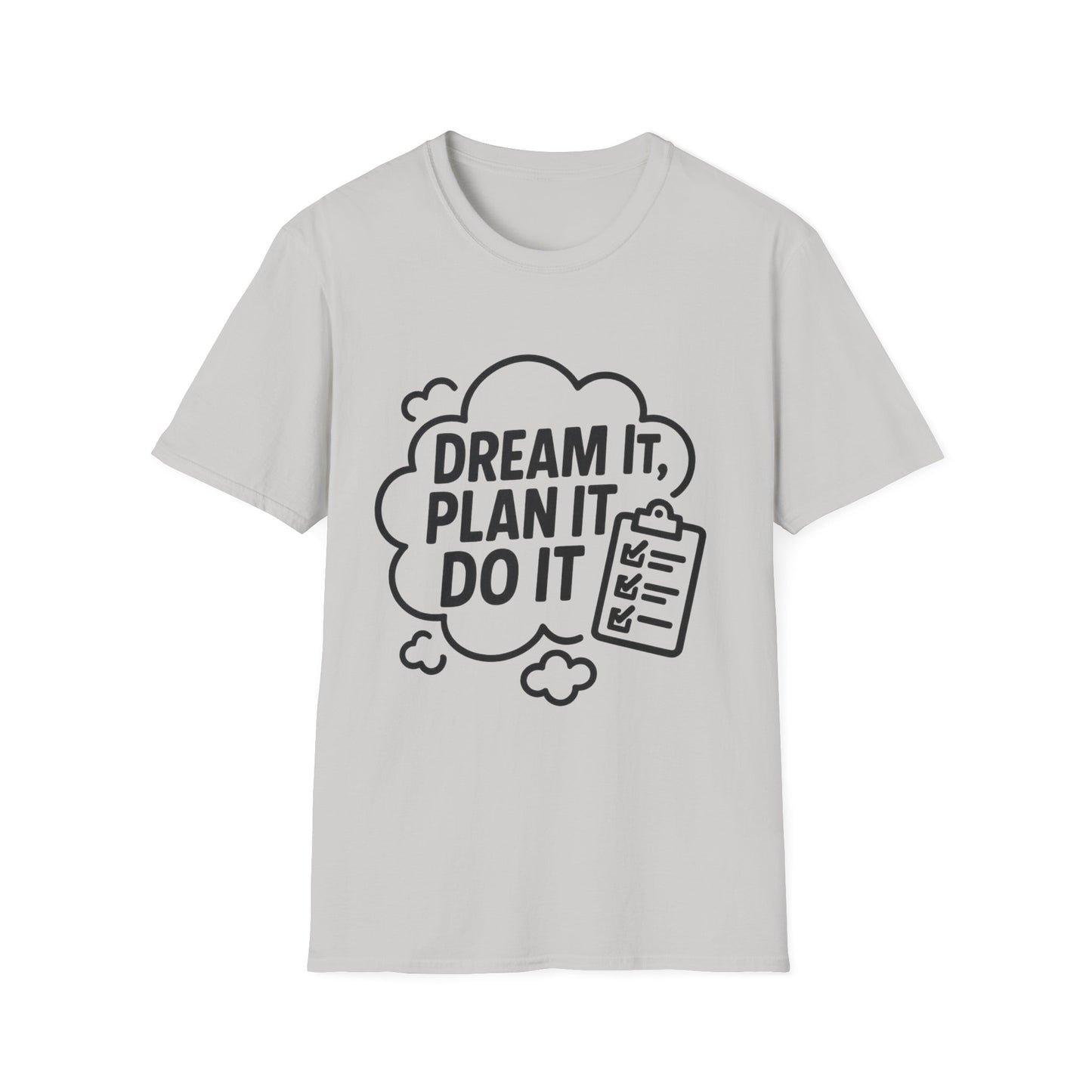 Dream It Plan It Do It T-Shirt – Inspirational Checklist Cloud Graphic Motivational Tee