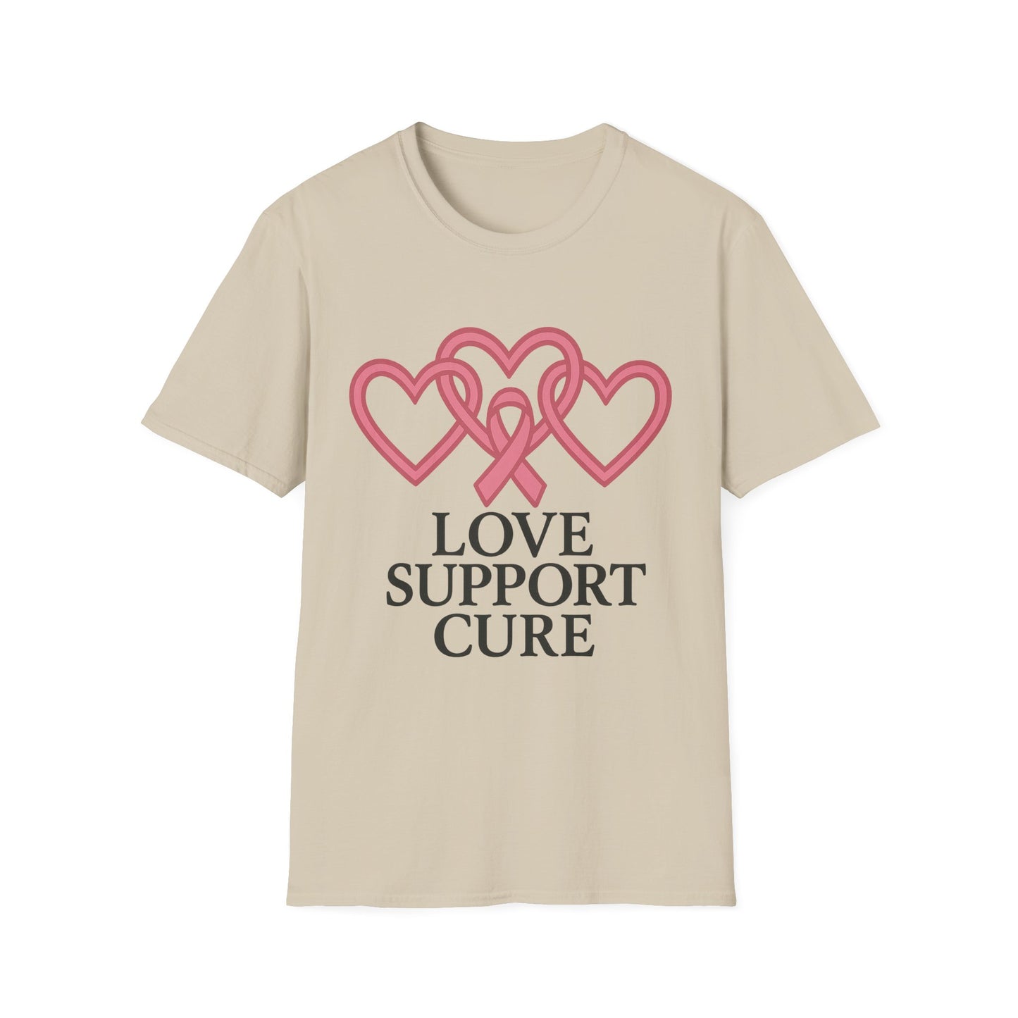 Love Support Cure Shirt | Breast Cancer Awareness Pink Ribbon Hearts Tee | Survivor Fighter Support Hope T-Shirt October Month