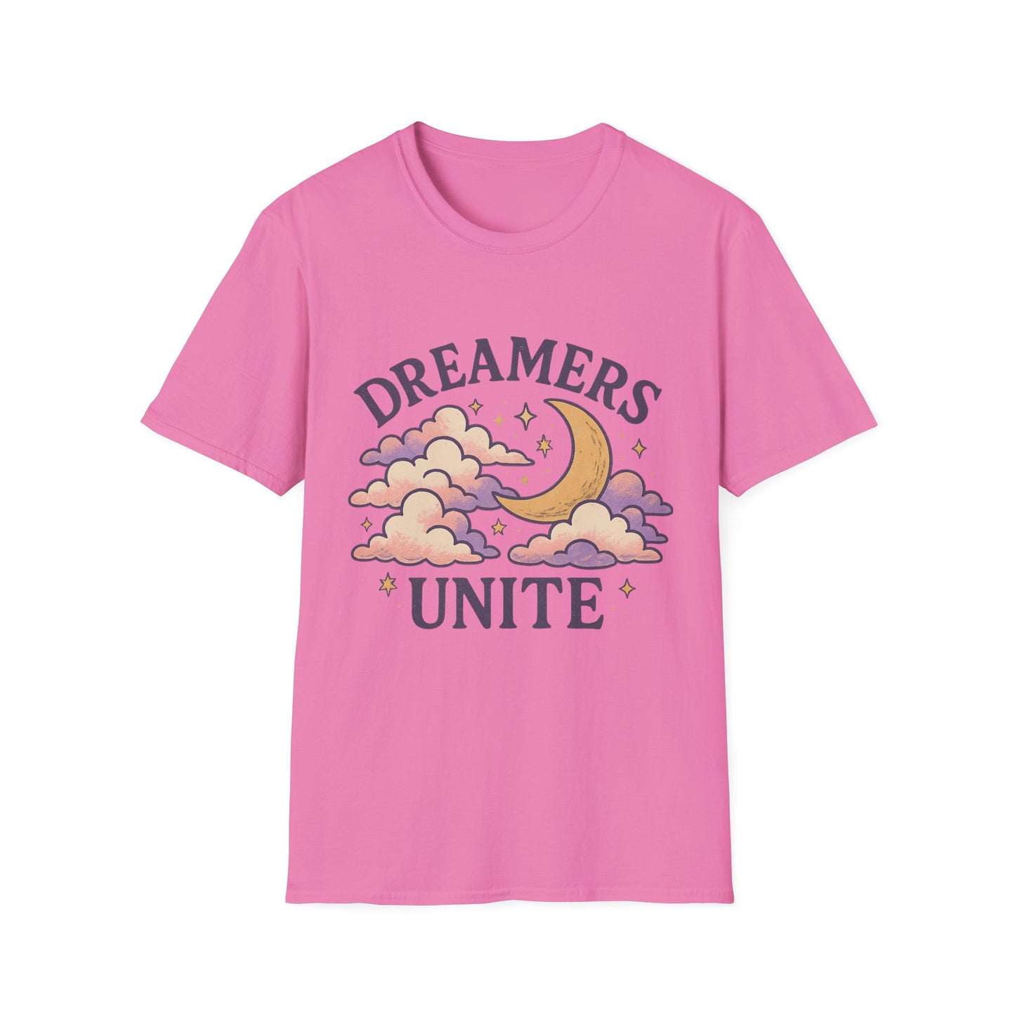 Dreamers Unite T-Shirt – Whimsical Moon & Clouds Inspirational Dreamer Tee