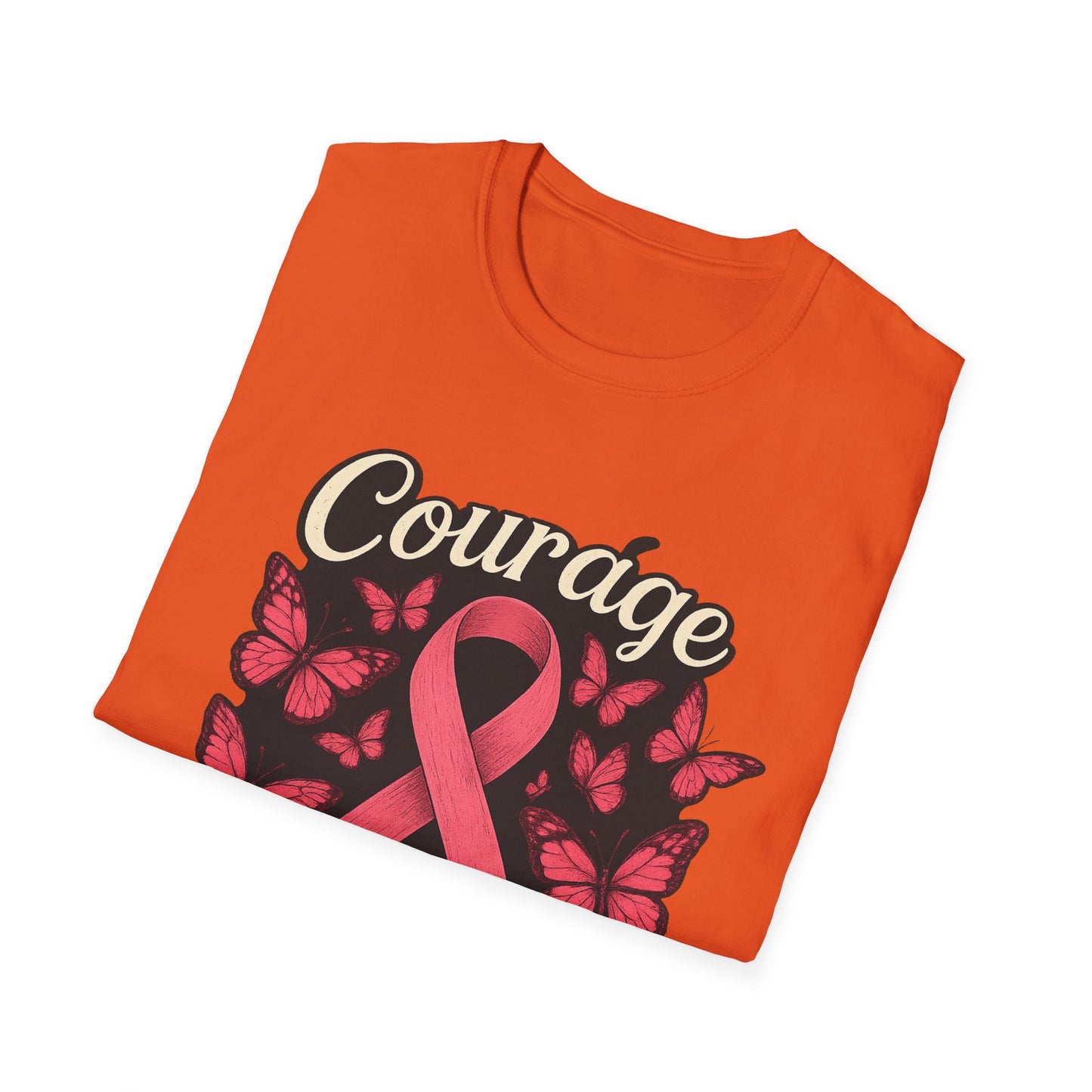 Courage Is Contagious Shirt | Breast Cancer Awareness Pink Ribbon Tee | Butterfly Hope Support Survivor Fighter T-Shirt October