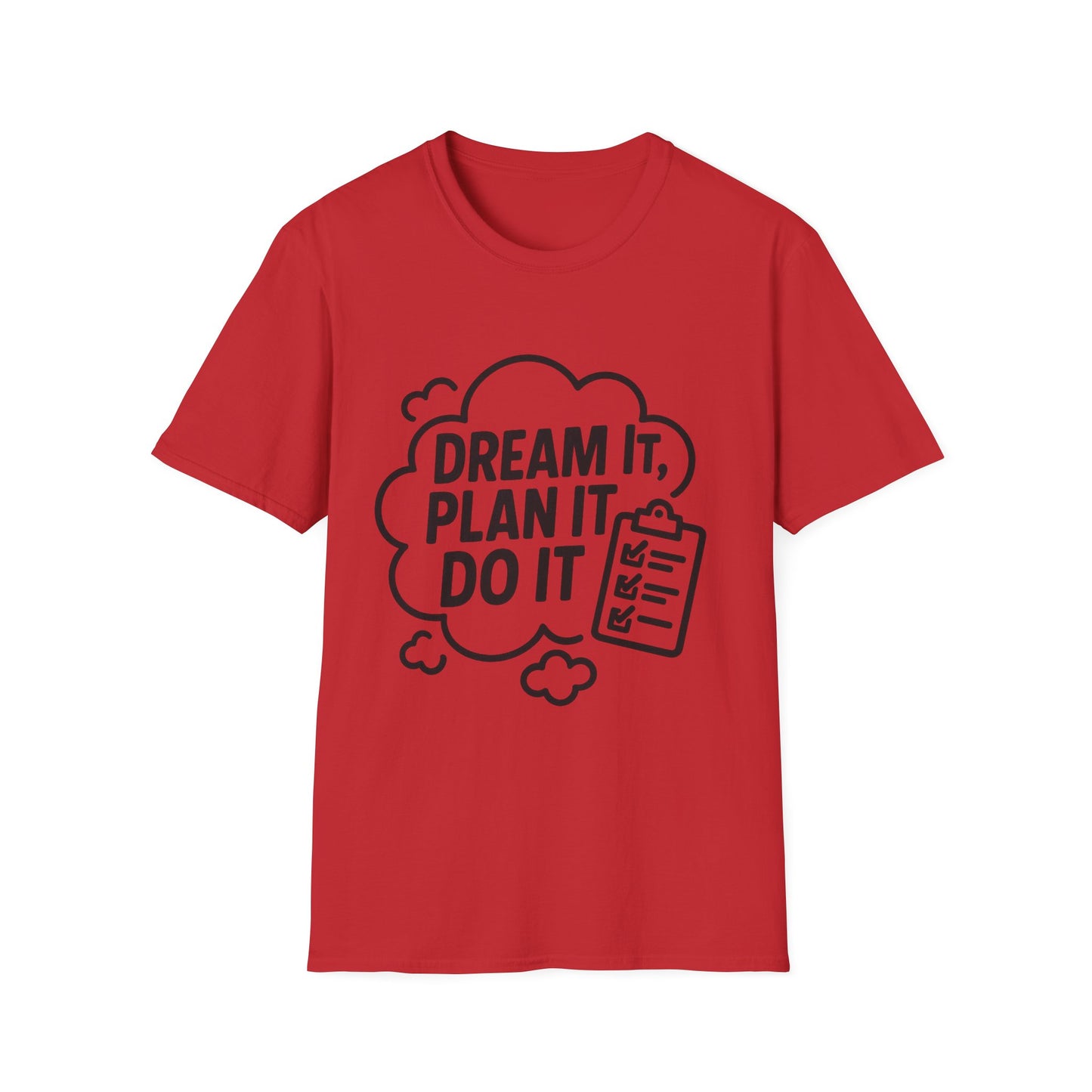 Dream It Plan It Do It T-Shirt – Inspirational Checklist Cloud Graphic Motivational Tee