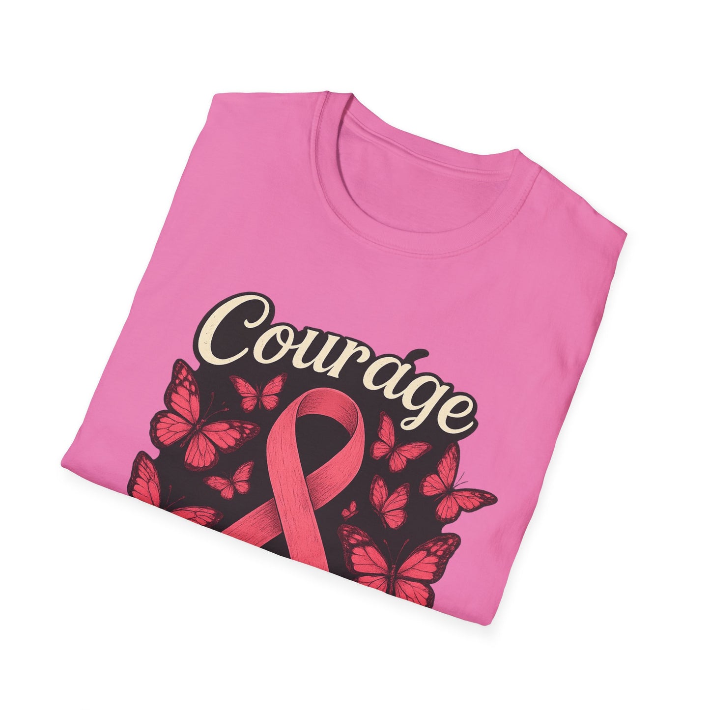 Courage Is Contagious Shirt | Breast Cancer Awareness Pink Ribbon Tee | Butterfly Hope Support Survivor Fighter T-Shirt October