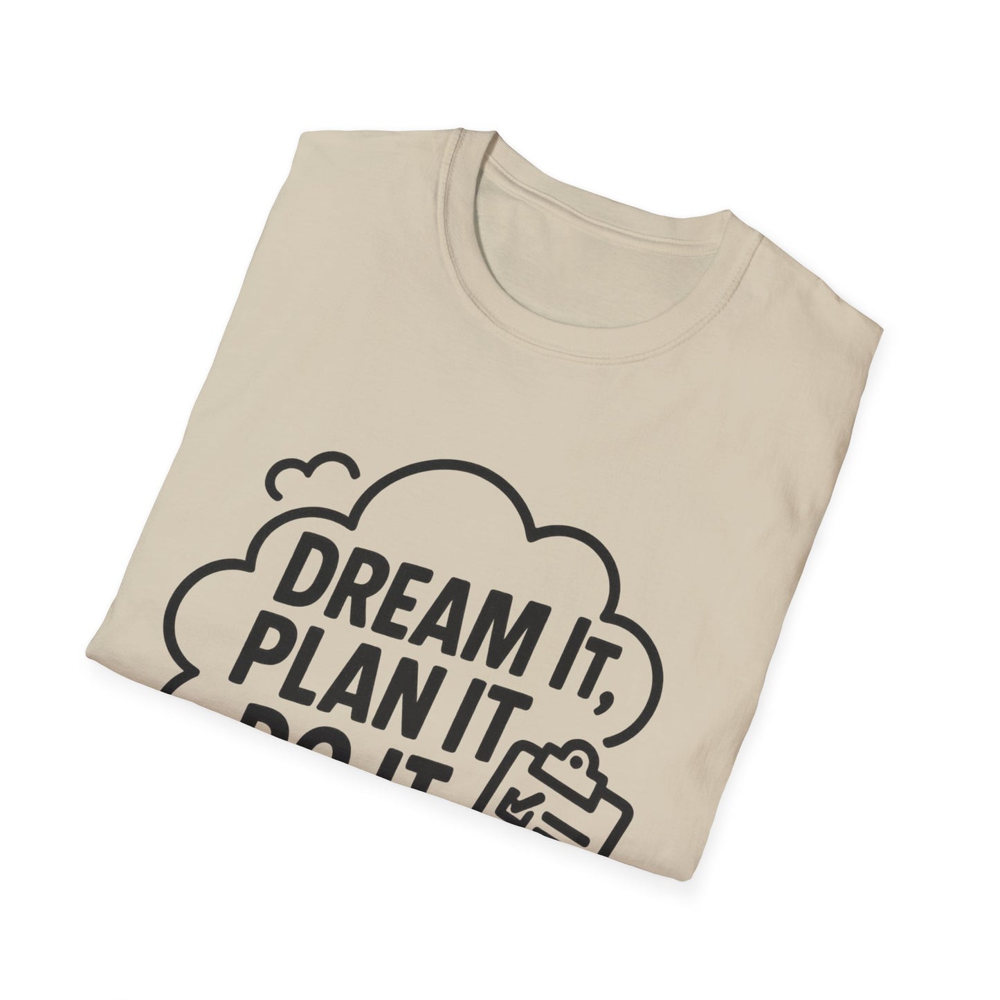 Dream It Plan It Do It T-Shirt – Inspirational Checklist Cloud Graphic Motivational Tee