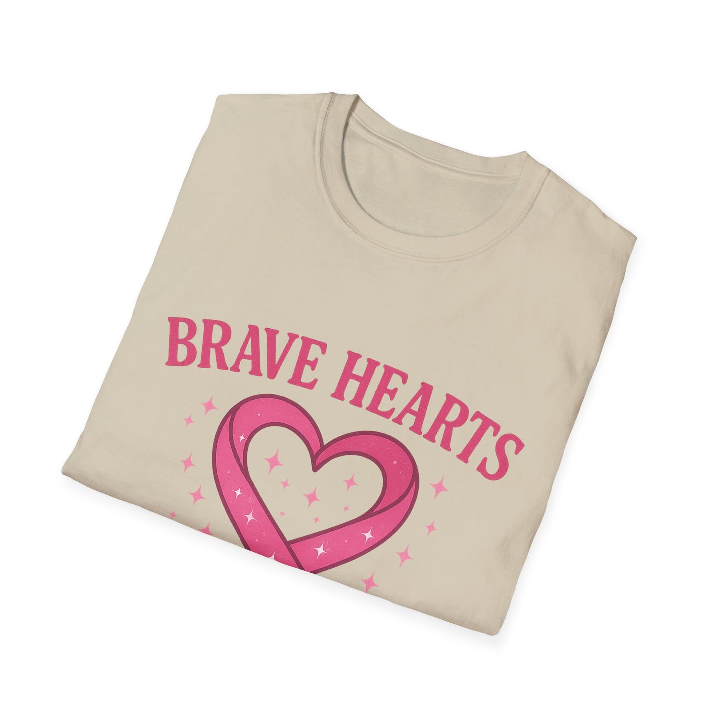 Brave Hearts Wear Pink Shirt | Breast Cancer Awareness Heart Ribbon Tee | Survivor Fighter Support Hope T-Shirt October Strong