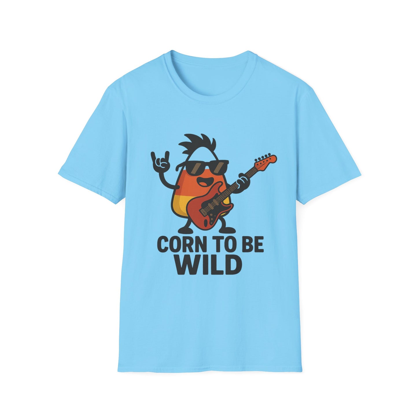 Corn to Be Wild Guitar Shirt – Rock n’ Roll Candy Corn Graphic Tee, Funny Halloween Band Top