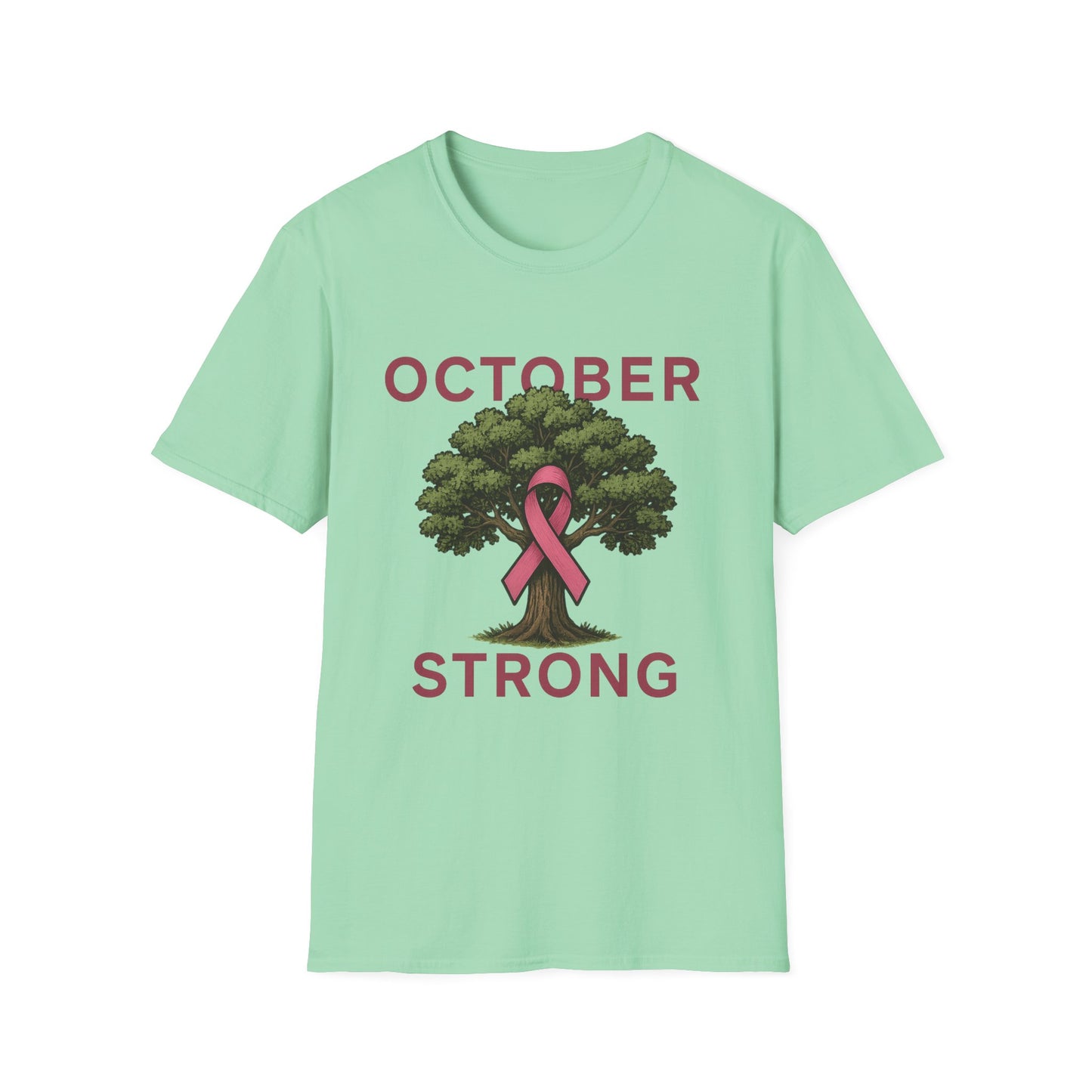 October Strong Shirt | Breast Cancer Awareness Pink Ribbon Tree Tee | Survivor Fighter Support T-Shirt Hope Strength Courage