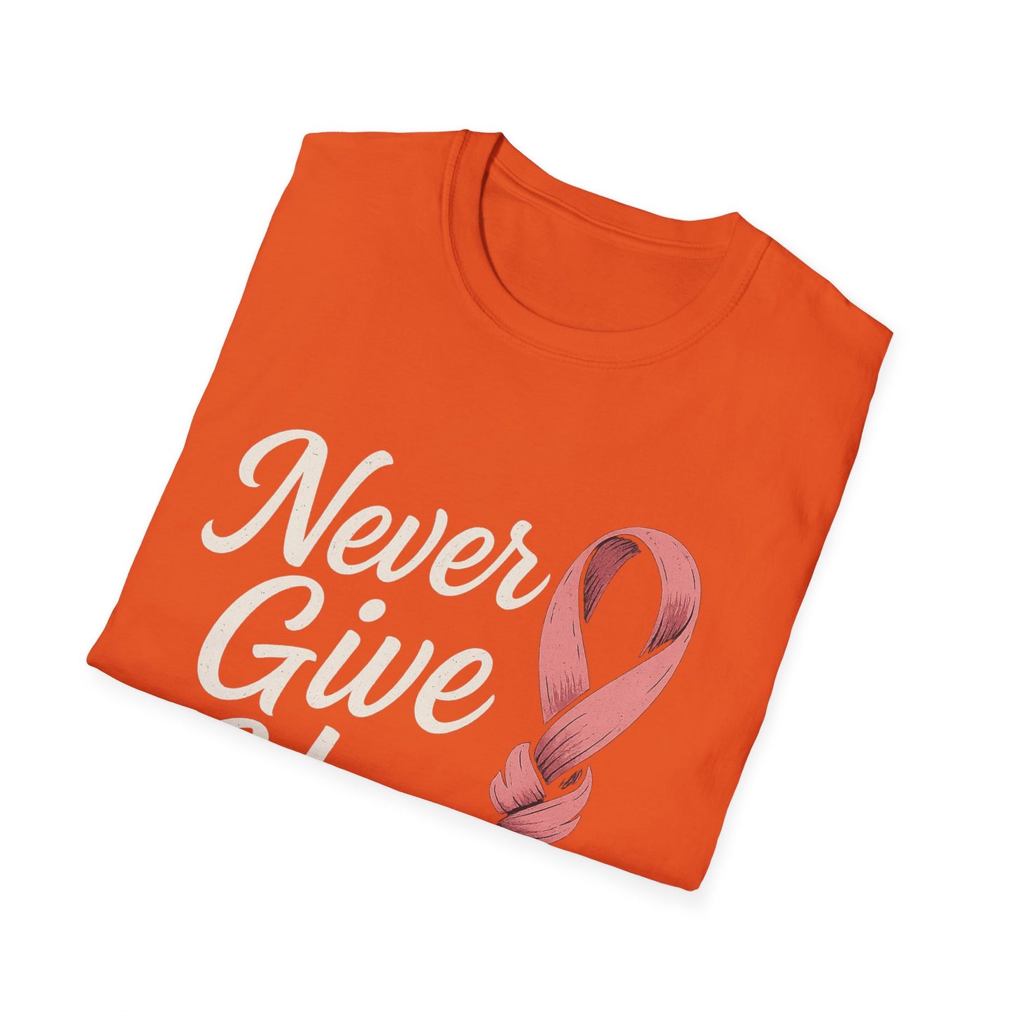 Never Give Up Shirt | Breast Cancer Awareness Pink Ribbon Tee | Inspirational Support Survivor Fighter T-Shirt October Hope