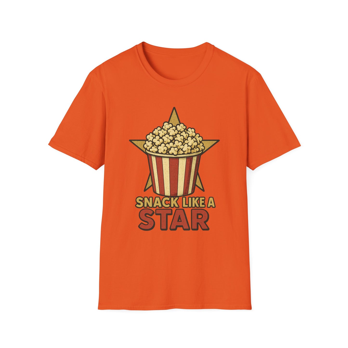 Snack Like a Star Popcorn Shirt – Funny Movie Night Tee – Retro Popcorn Bucket T-Shirt for Cinema Fans