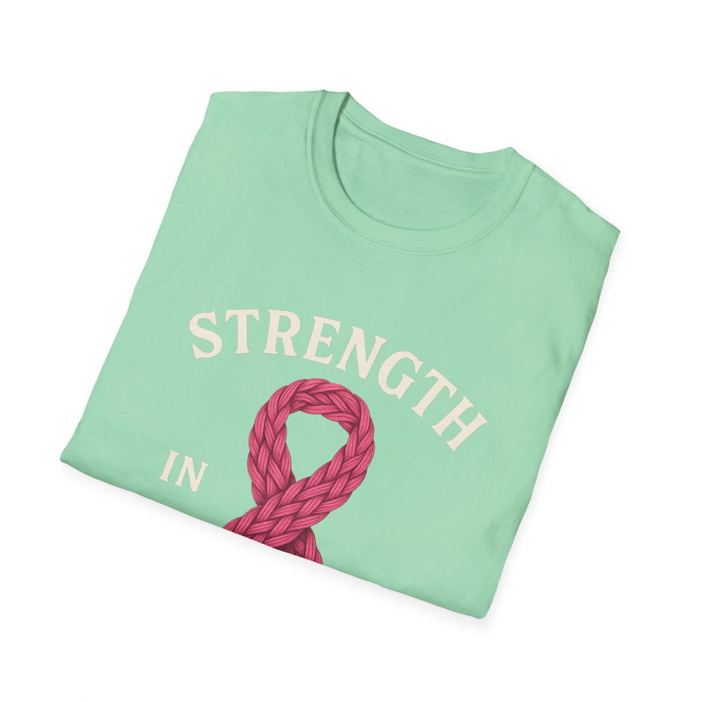 Strength in Every Stitch Shirt | Breast Cancer Awareness Pink Ribbon Tee | Knitting Crochet Support Survivor Fighter T-Shirt