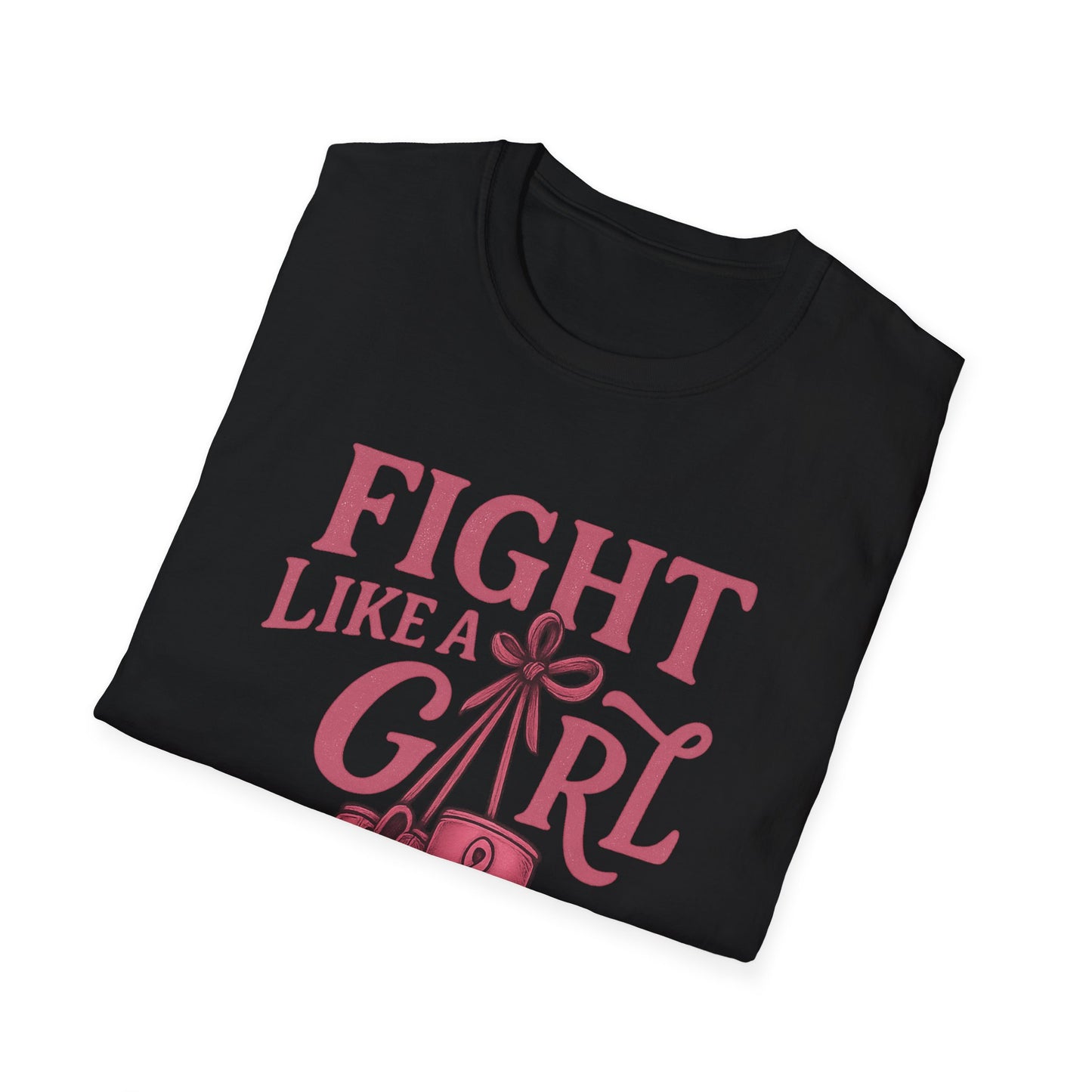 Fight Like a Girl Shirt | Breast Cancer Awareness Boxing Gloves Tee | Pink Ribbon Strength Support T-Shirt Survivor Fighter