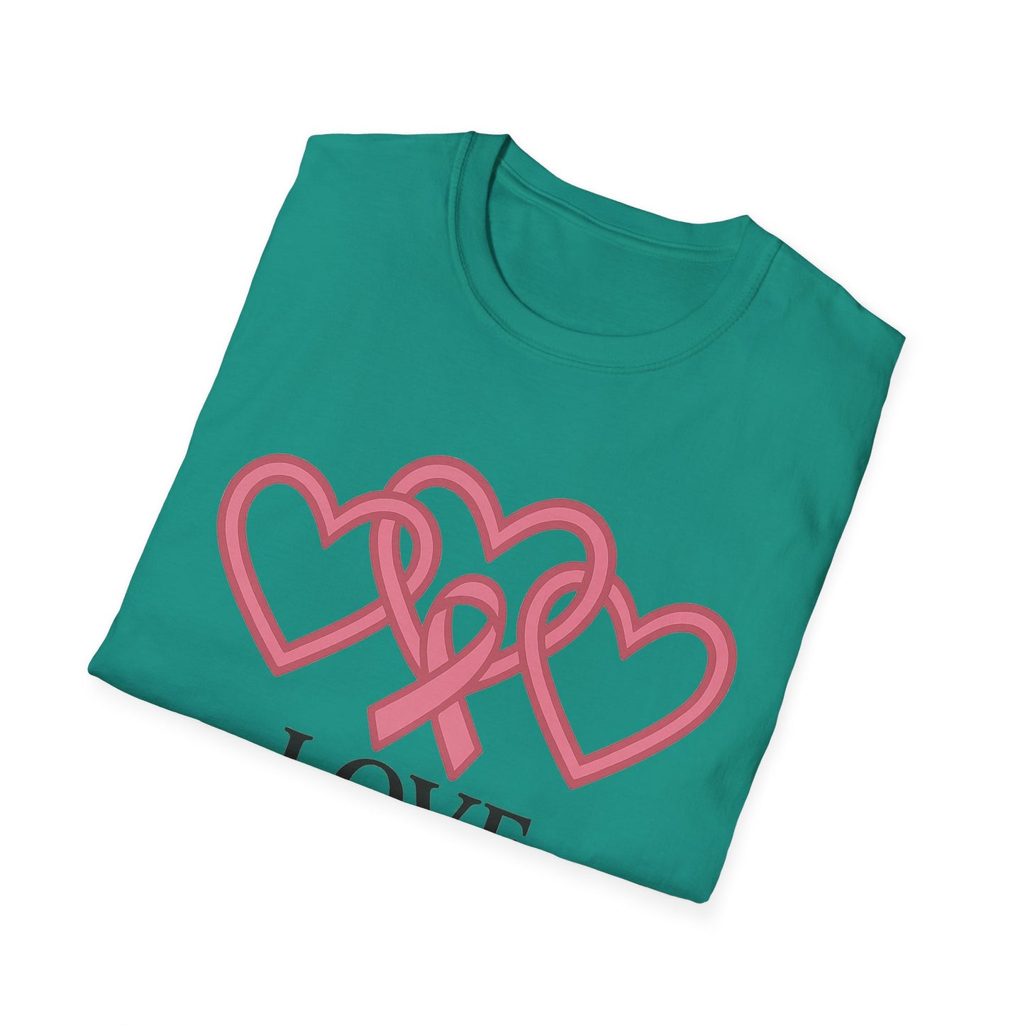 Love Support Cure Shirt | Breast Cancer Awareness Pink Ribbon Hearts Tee | Survivor Fighter Support Hope T-Shirt October Month