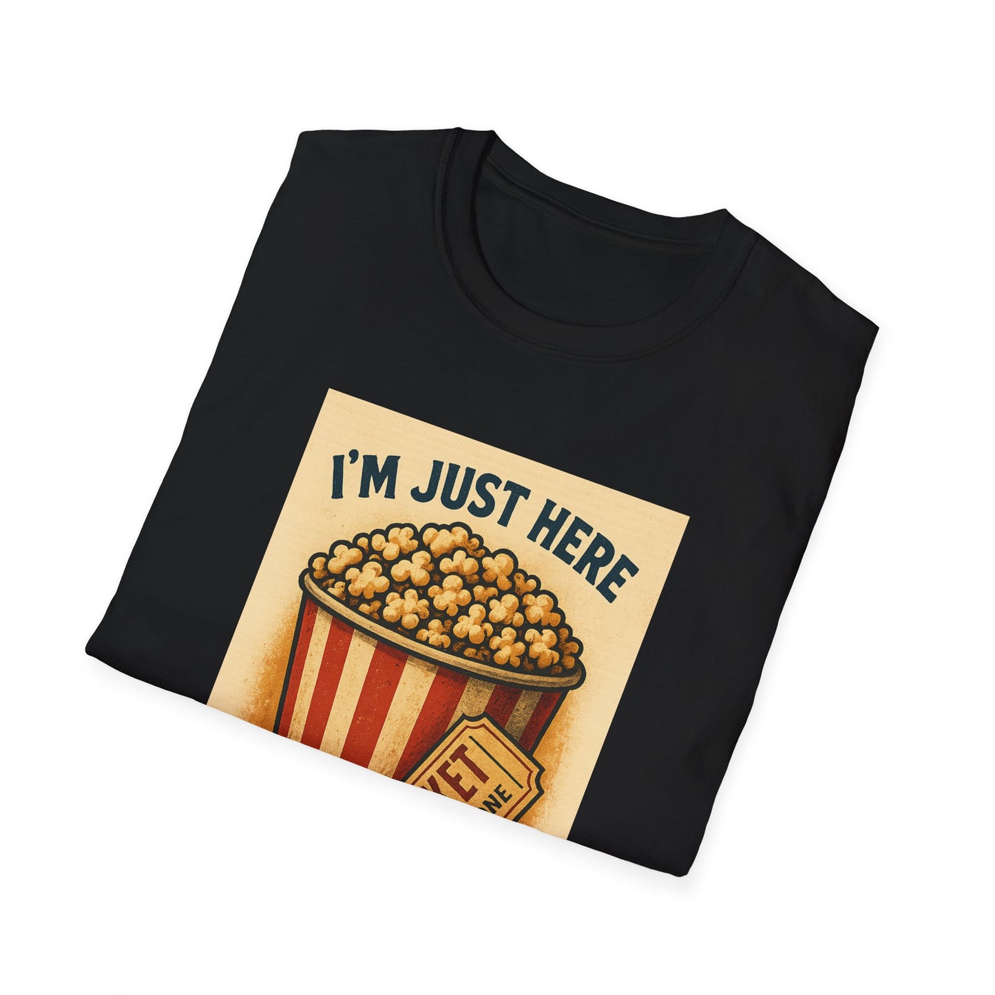 I’m Just Here for the Popcorn Shirt – Funny Movie Night Tee – Retro Popcorn Bucket T-Shirt for Theater & Film Fans