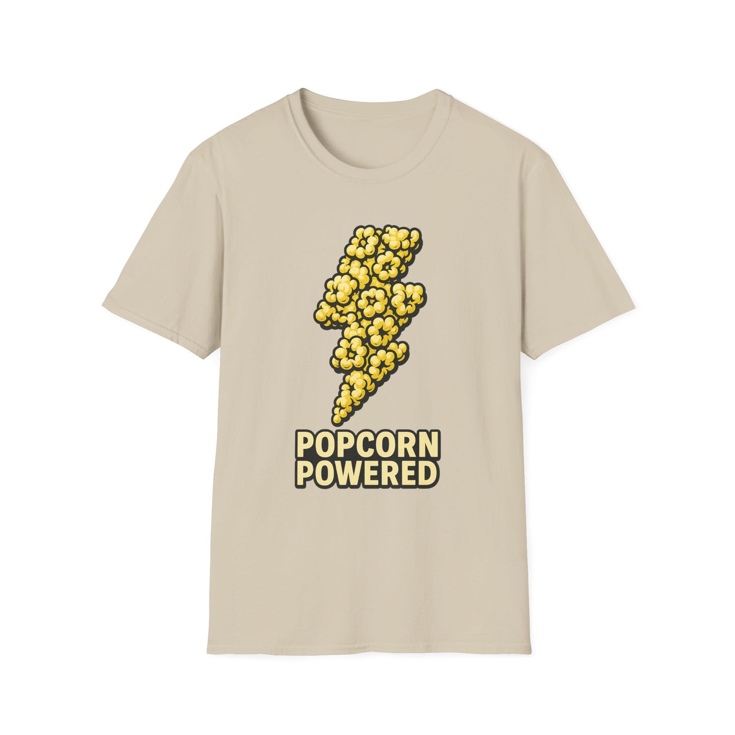 Popcorn Powered Shirt – Funny Movie Snack Tee – Retro Popcorn Lover T-Shirt for Cinema Nights & Foodie Fans
