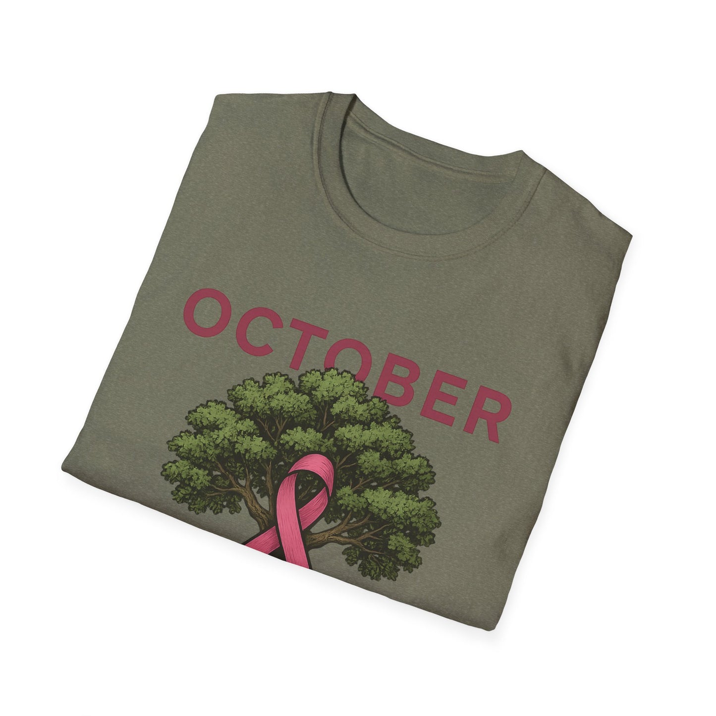 October Strong Shirt | Breast Cancer Awareness Pink Ribbon Tree Tee | Survivor Fighter Support T-Shirt Hope Strength Courage