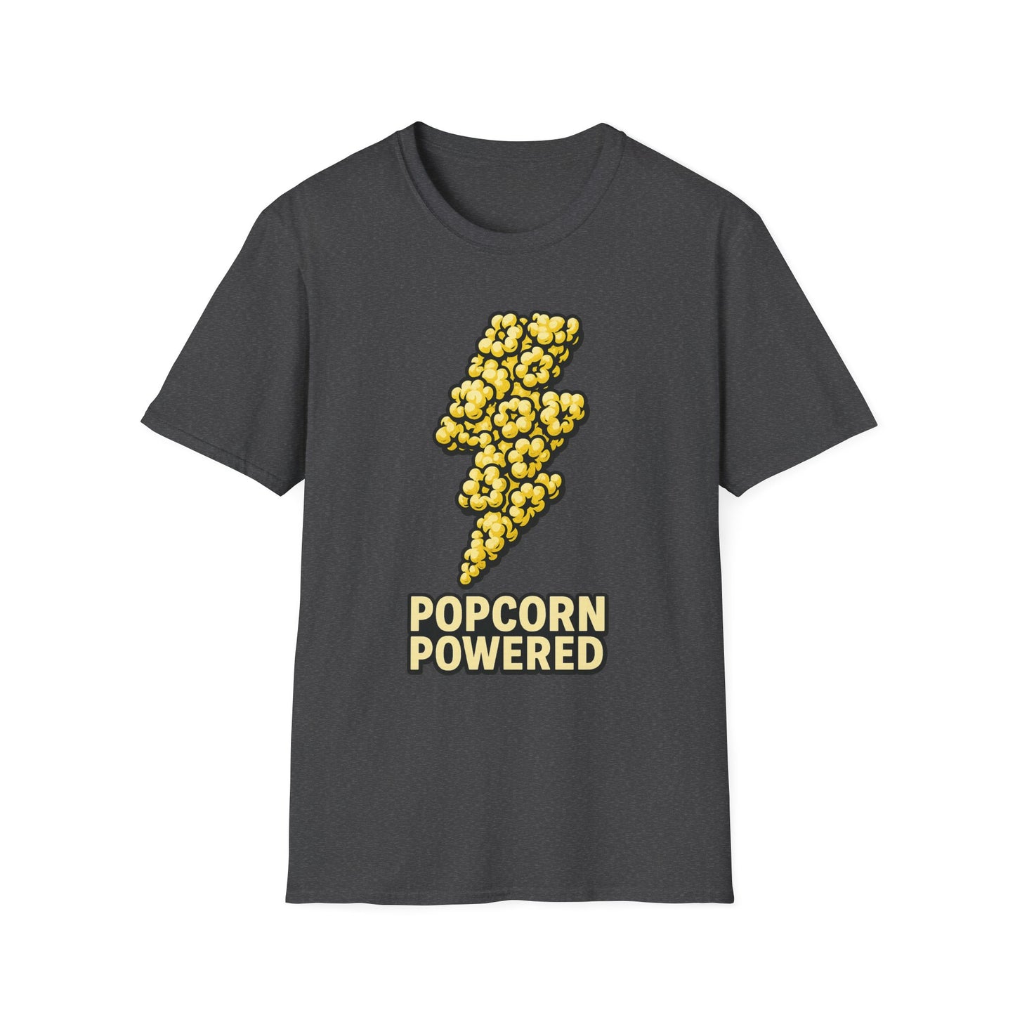 Popcorn Powered Shirt – Funny Movie Snack Tee – Retro Popcorn Lover T-Shirt for Cinema Nights & Foodie Fans
