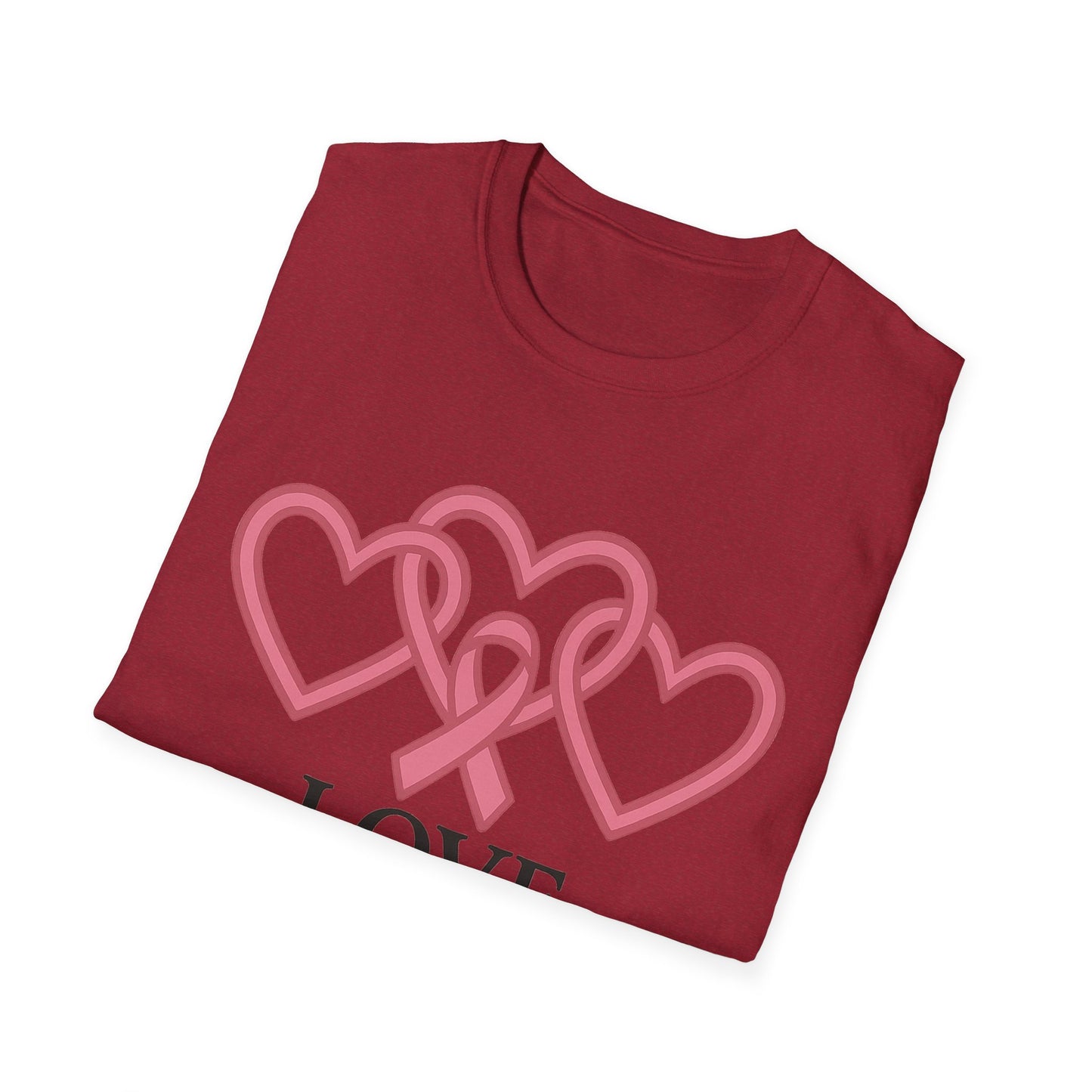 Love Support Cure Shirt | Breast Cancer Awareness Pink Ribbon Hearts Tee | Survivor Fighter Support Hope T-Shirt October Month
