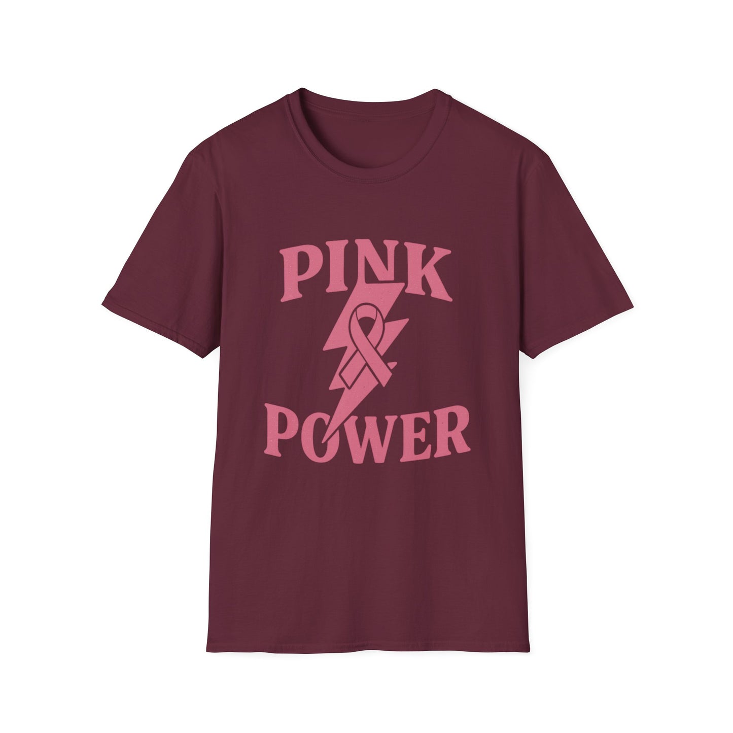 Pink Power Shirt | Breast Cancer Awareness Lightning Ribbon Tee | Survivor Fighter Strong Support Hope T-Shirt October Month