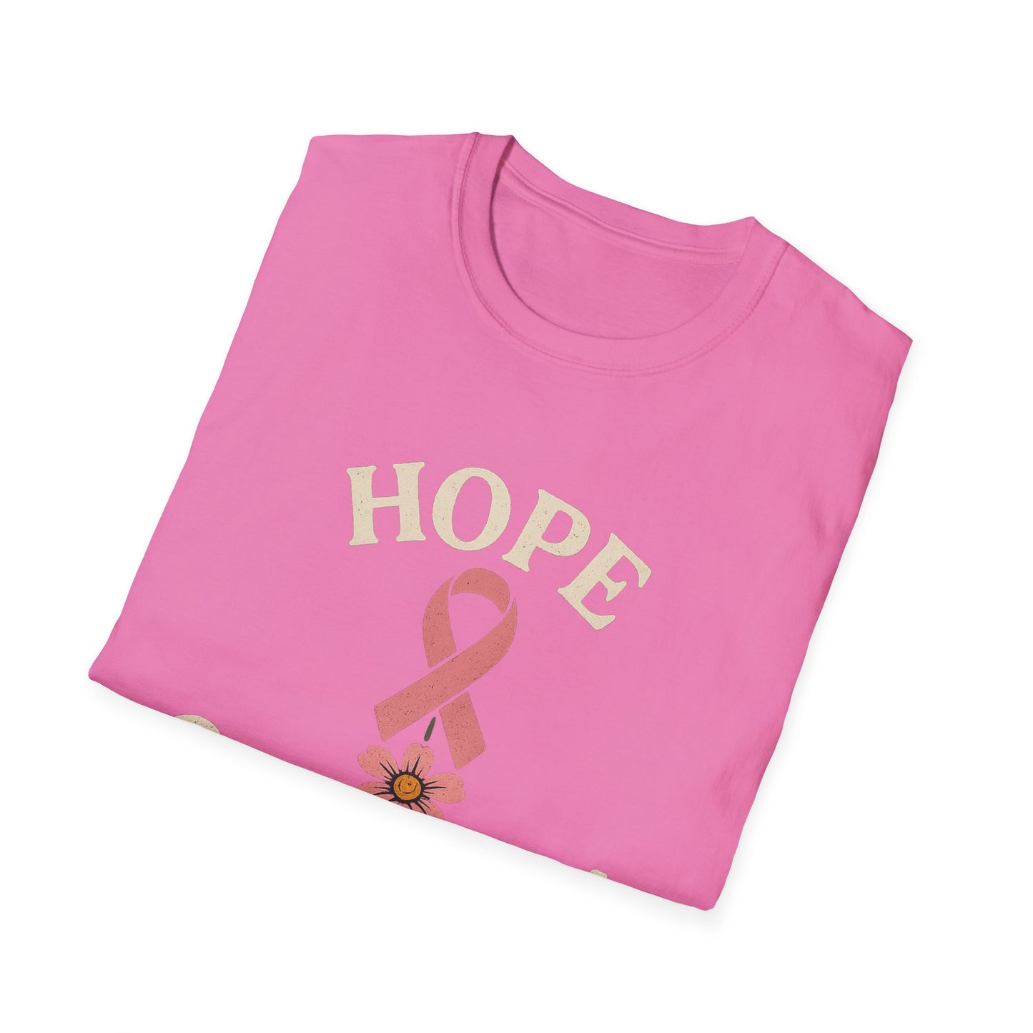 Hope Grows Here Shirt | Breast Cancer Awareness Pink Ribbon Flower Tee | Survivor Fighter Support October Strong T-Shirt