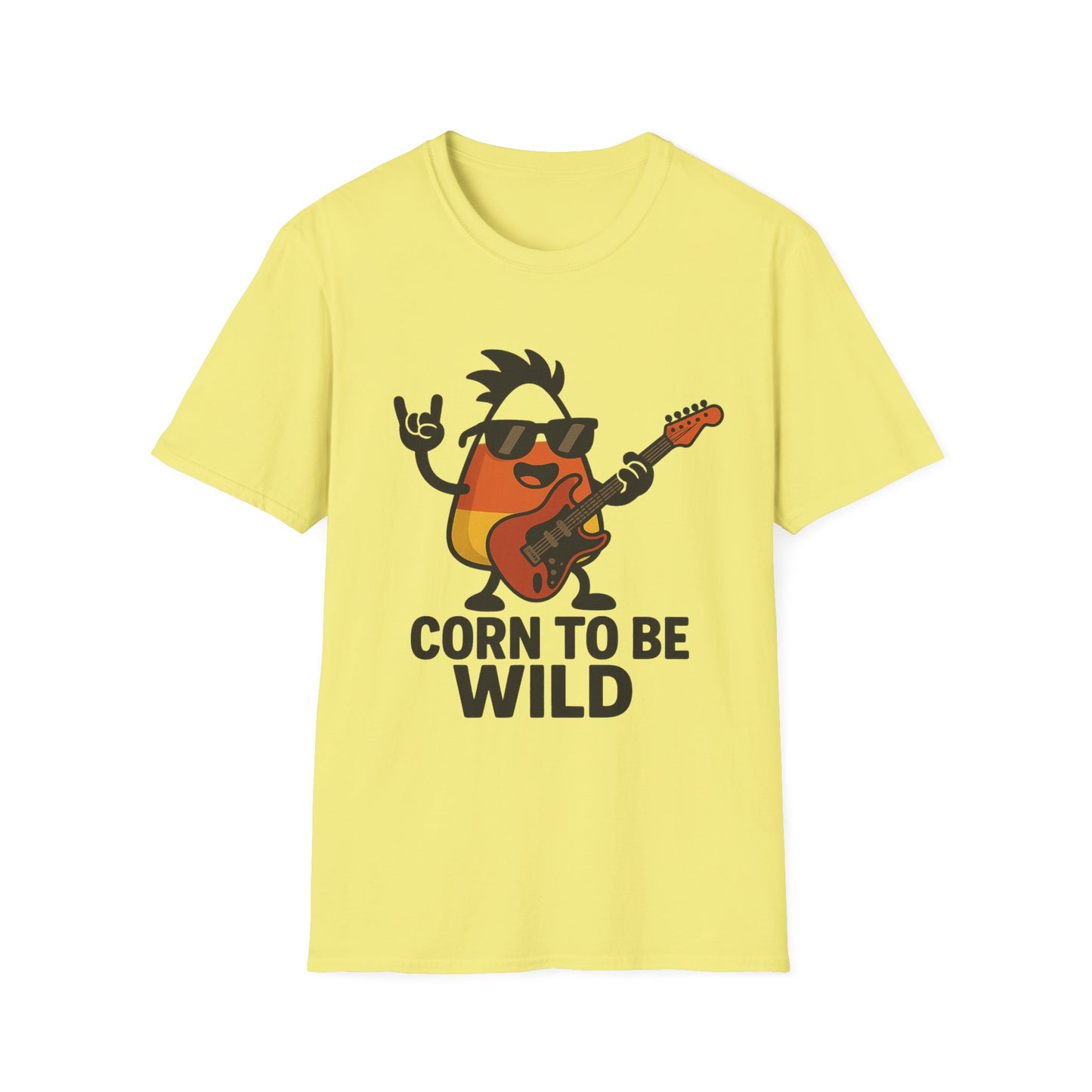 Corn to Be Wild Guitar Shirt – Rock n’ Roll Candy Corn Graphic Tee, Funny Halloween Band Top